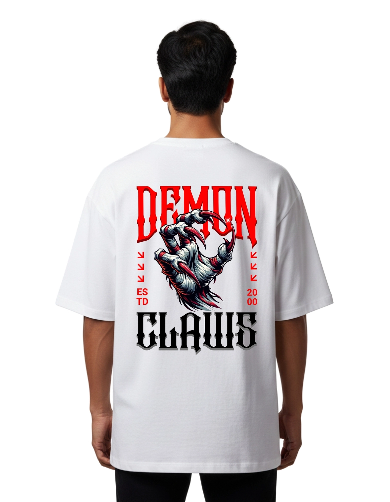Demon Claws Oversized Cotton French Terry T-Shirt 240 GSM White
