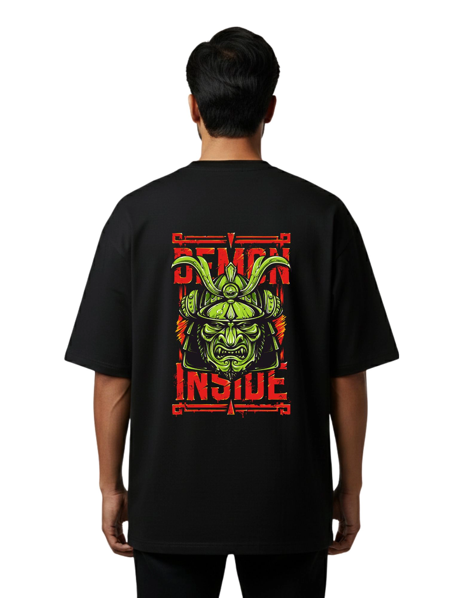 Demon Inside Oversize Cotton French Terry T-Shirt 240 GSM Black