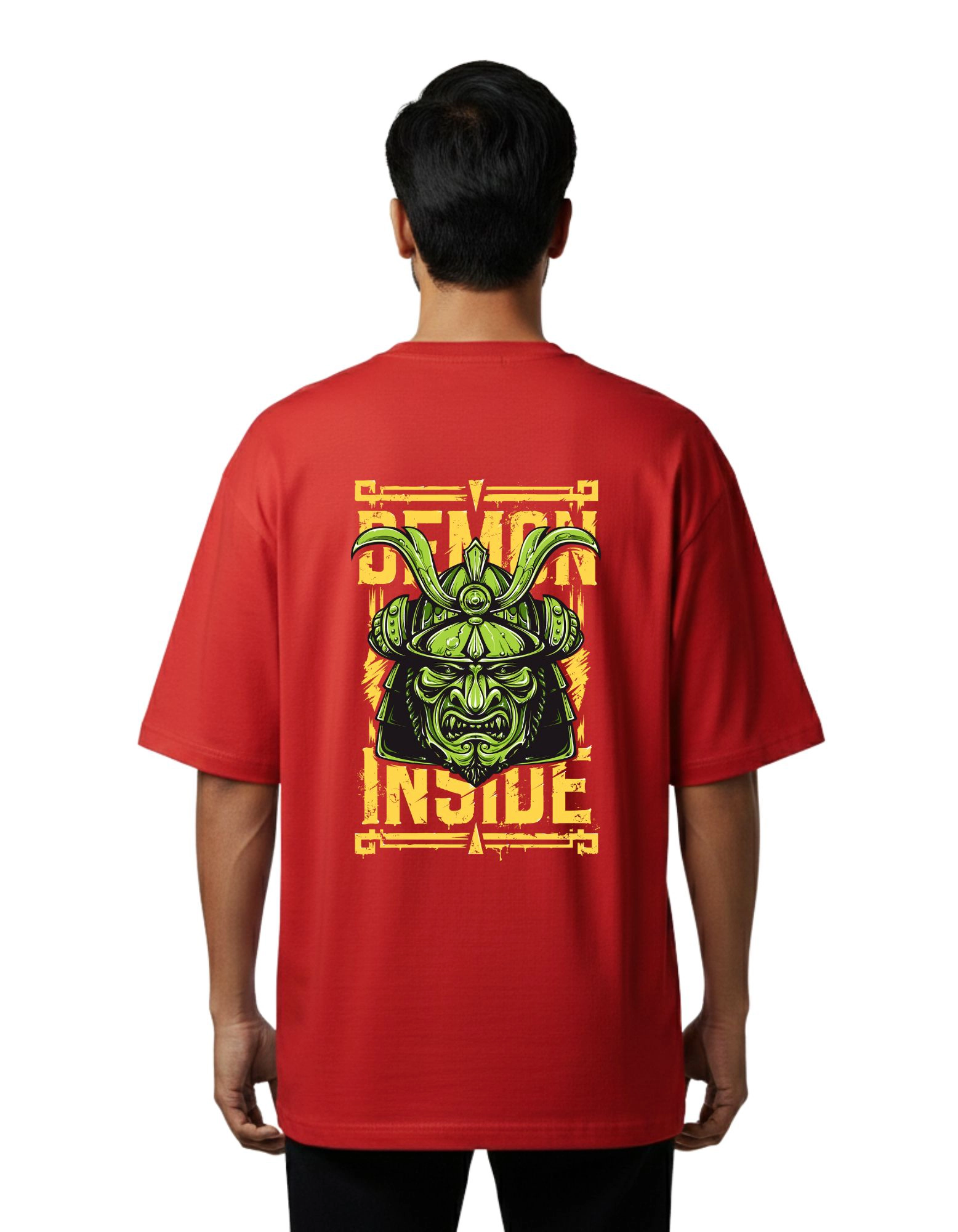 Demon Inside Oversize Cotton French Terry T-Shirt 240 GSM Red