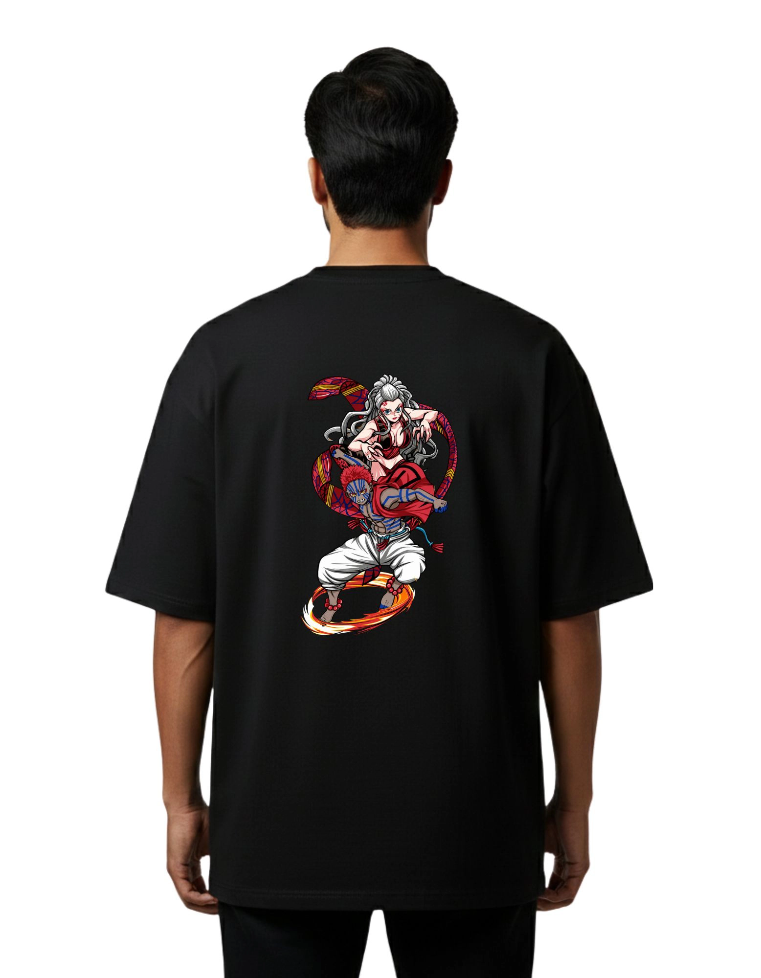 Demon Slayer Flame Breather Oversize Cotton French Terry T-Shirt 240 GSM Black