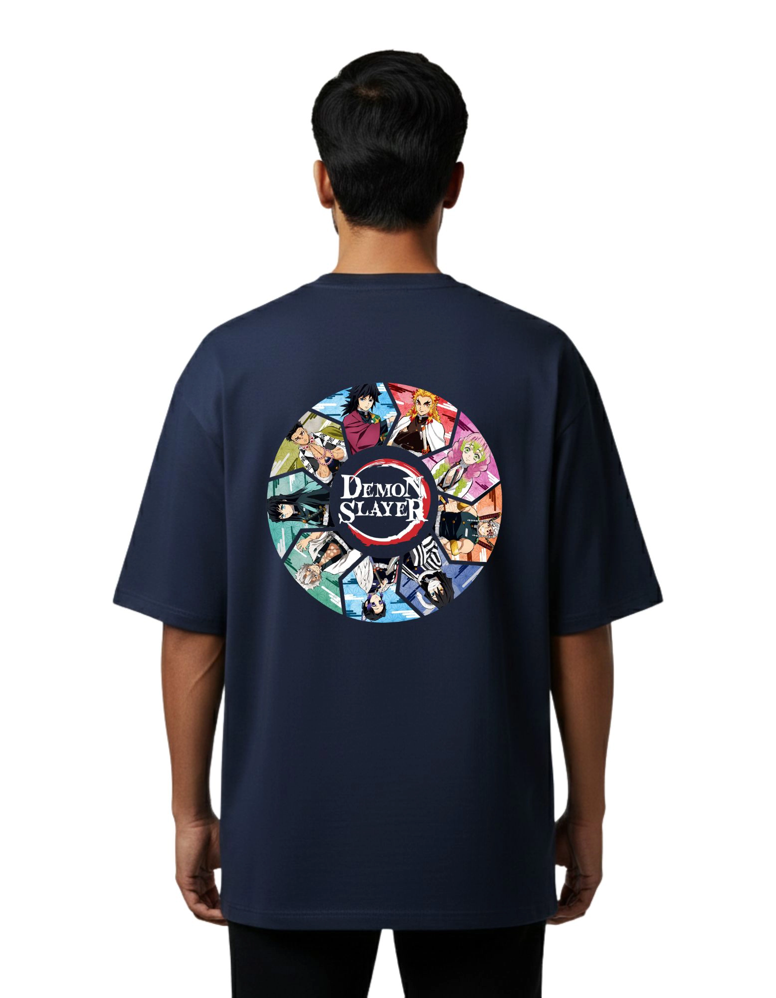 Demon Slayer Hashira Oversize Cotton French Terry T-Shirt 240 GSM Navy Blue