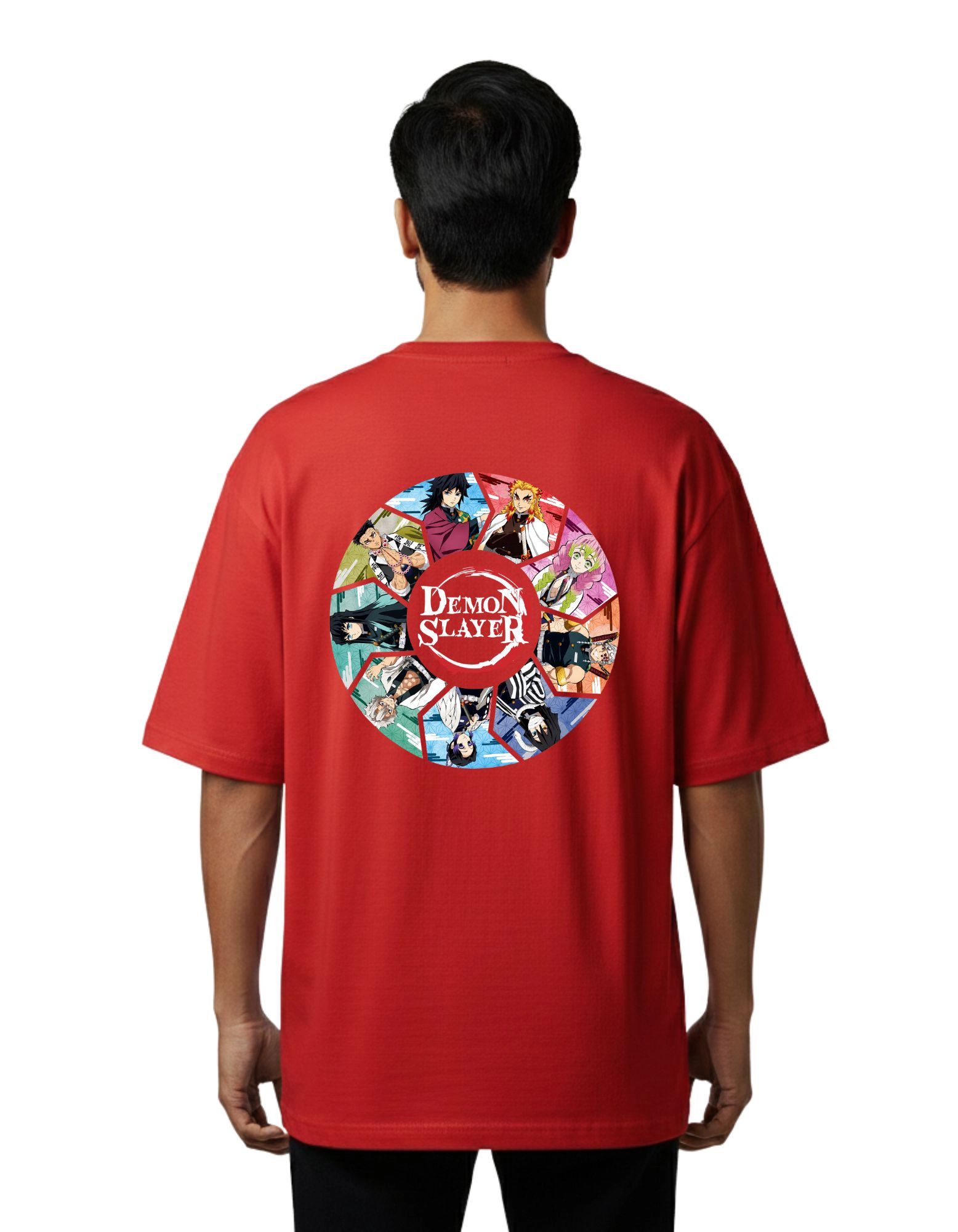 Demon Slayer Hashira Oversize Cotton French Terry T-Shirt 240 GSM Red