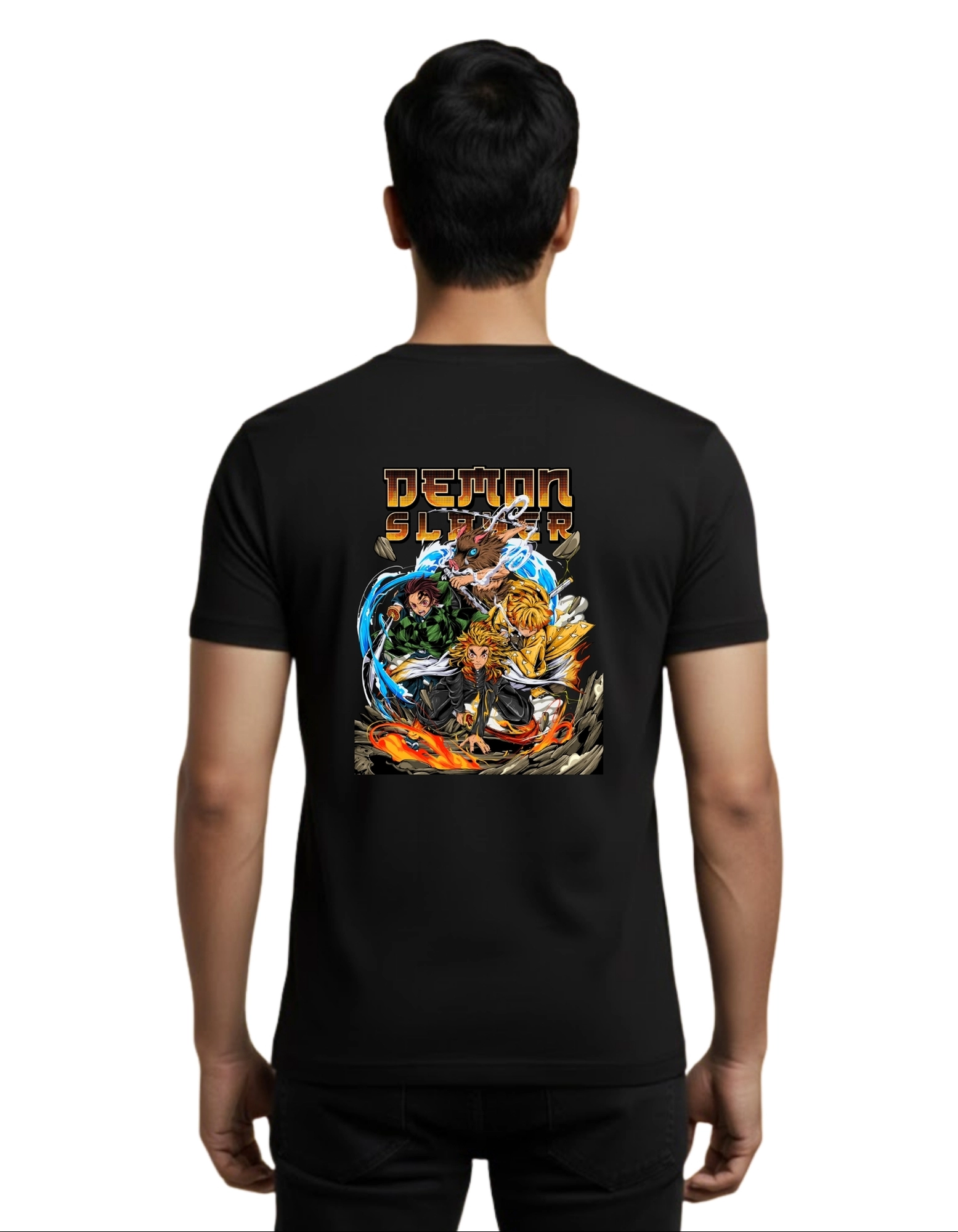 Demon Slayer Squad Cotton Round Neck T-Shirt 180 GSM Black