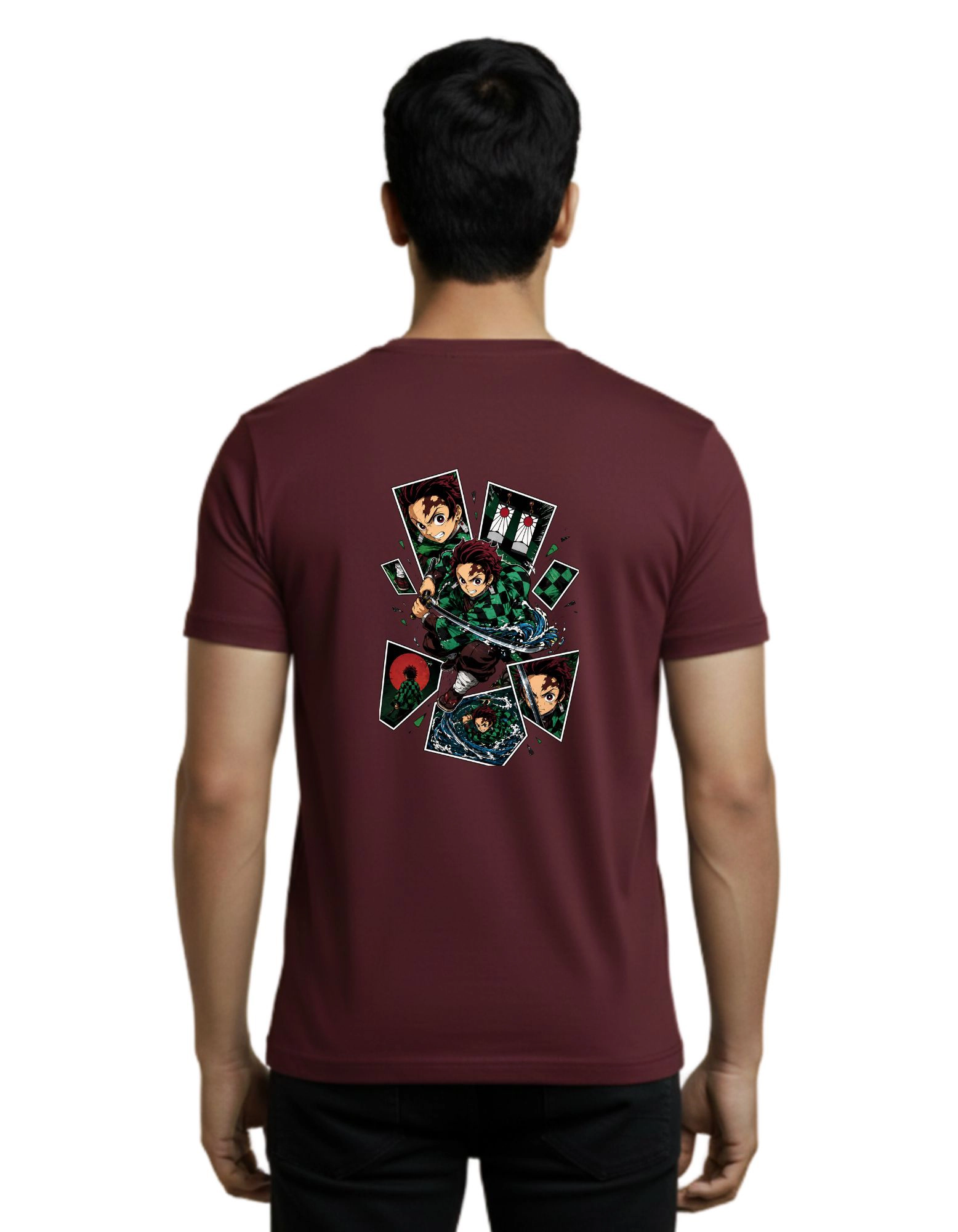 Demon Slayer Tanjiro Kamado Cotton Round Neck T-Shirt 180 GSM Maroon