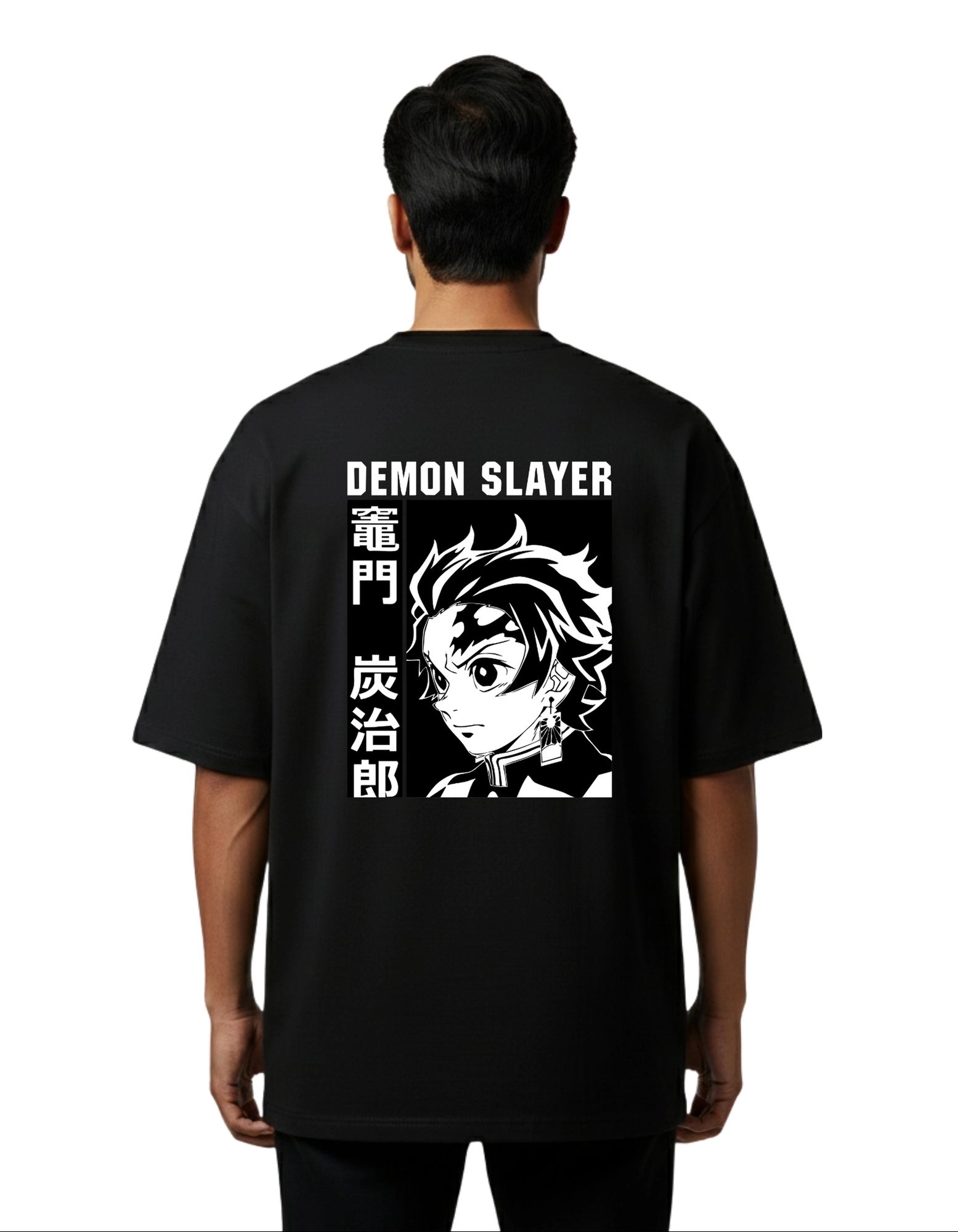Demon Slayer Tanjiro Kamado Oversize Cotton French Terry T-Shirt 240 GSM Black