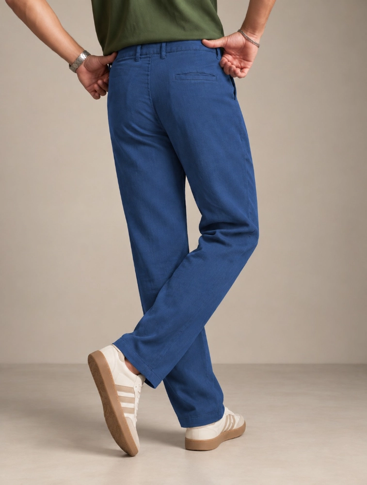Denim Blue Mens Modern Casual Trouser