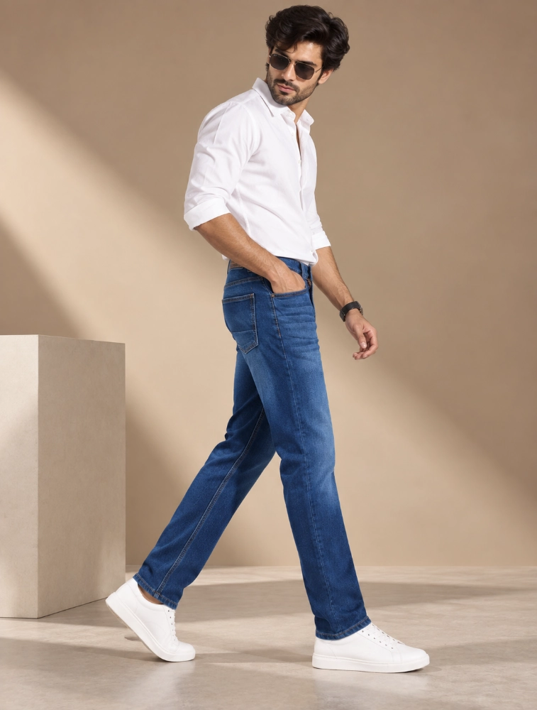 Denim Blue Mens Slim Fit Jeans