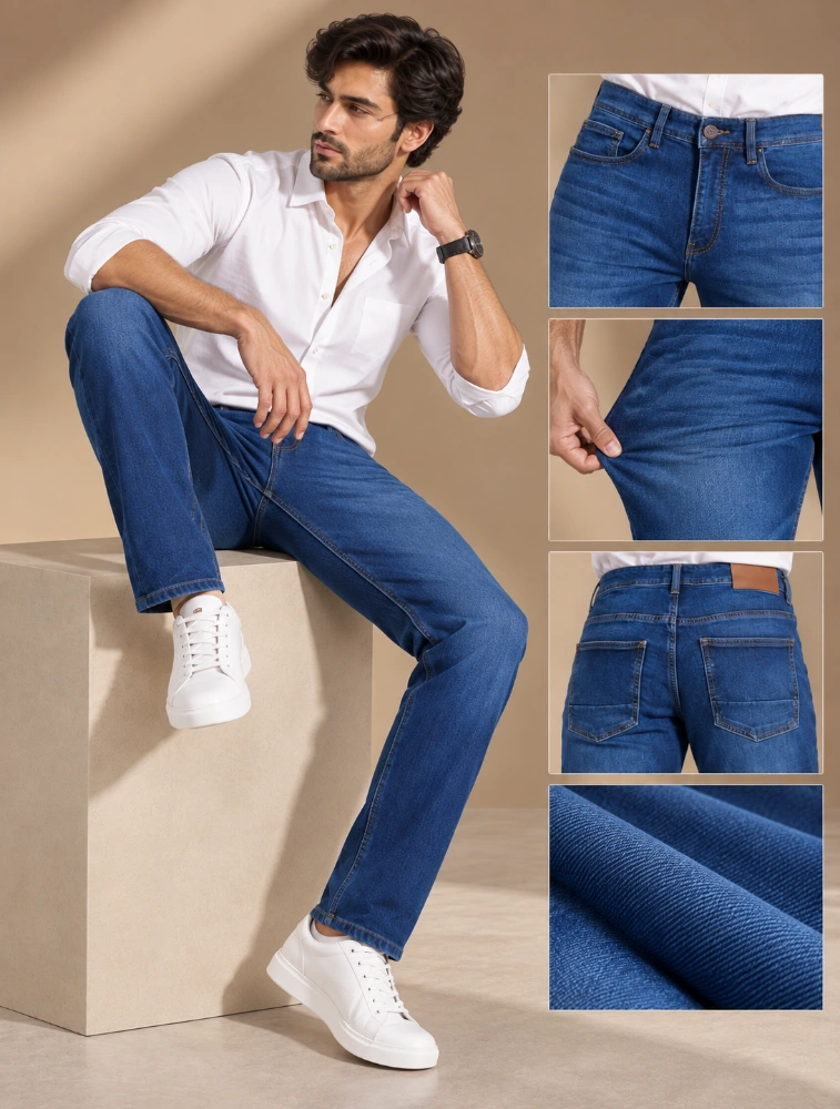 Denim Blue Mens Slim Fit Jeans