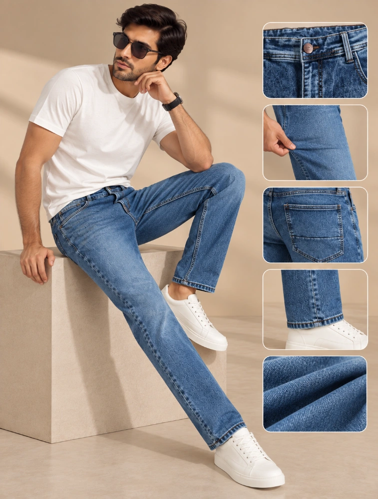 Denim Blue Mens Straight Fit Jeans