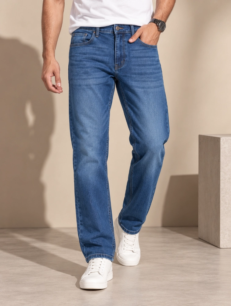 Denim Blue Mens Straight Fit Jeans
