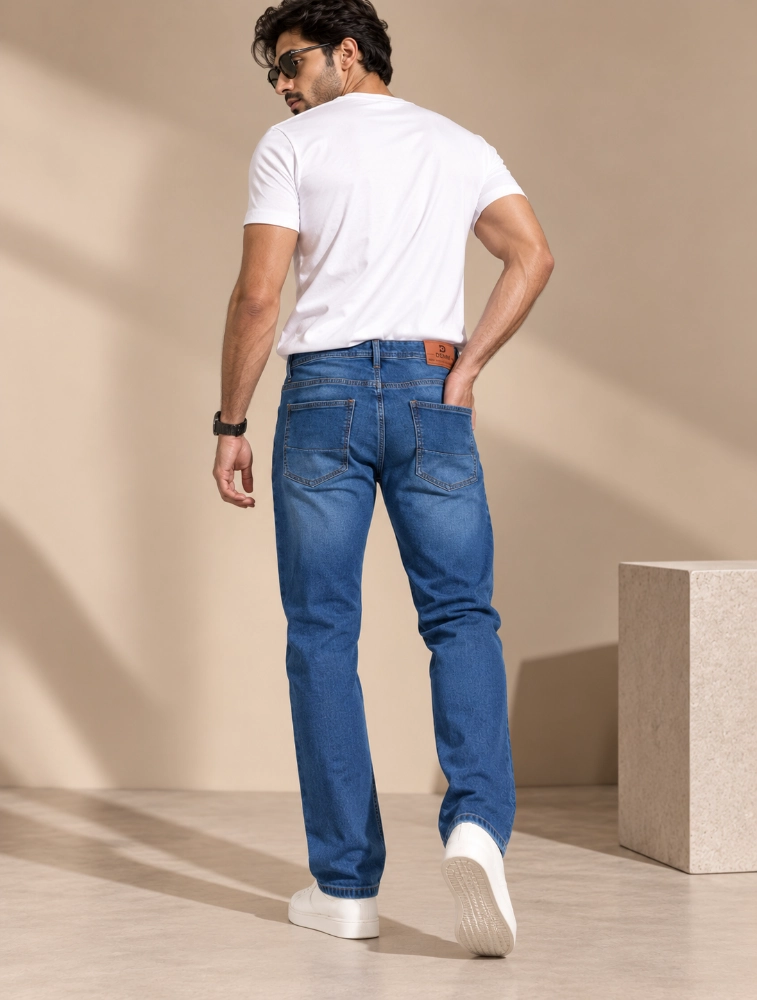 Denim Blue Mens Straight Fit Jeans