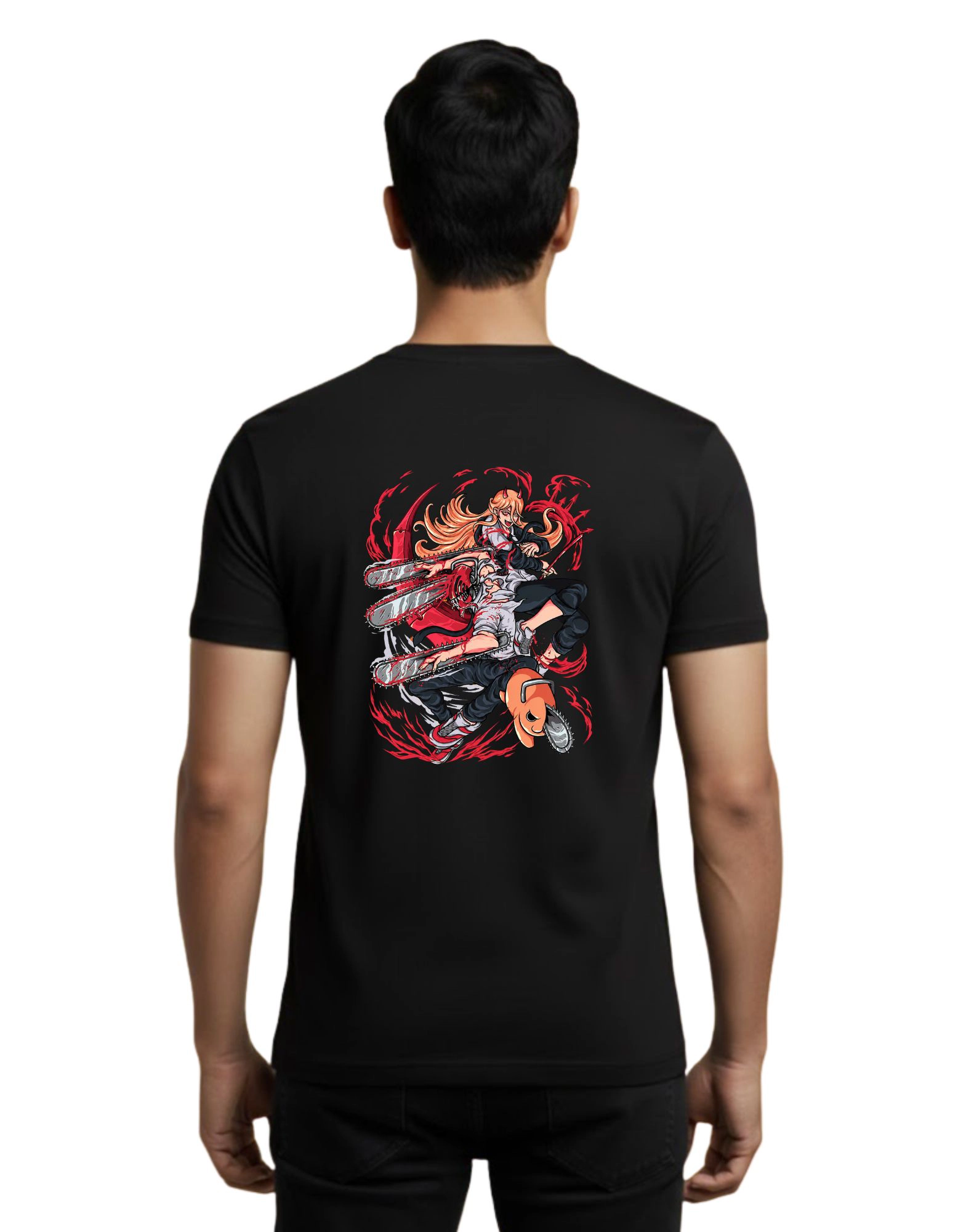 Denji Chain Saw Man Cotton Round Neck T-Shirt 180 GSM Black