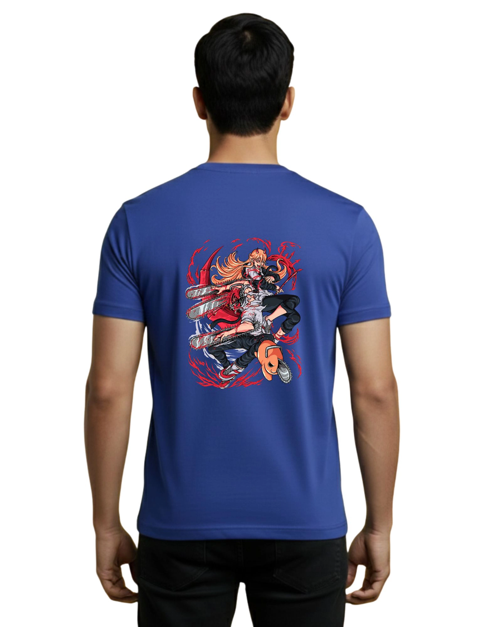 Denji Chain Saw Man Cotton Round Neck T-Shirt 180 GSM Royal Blue