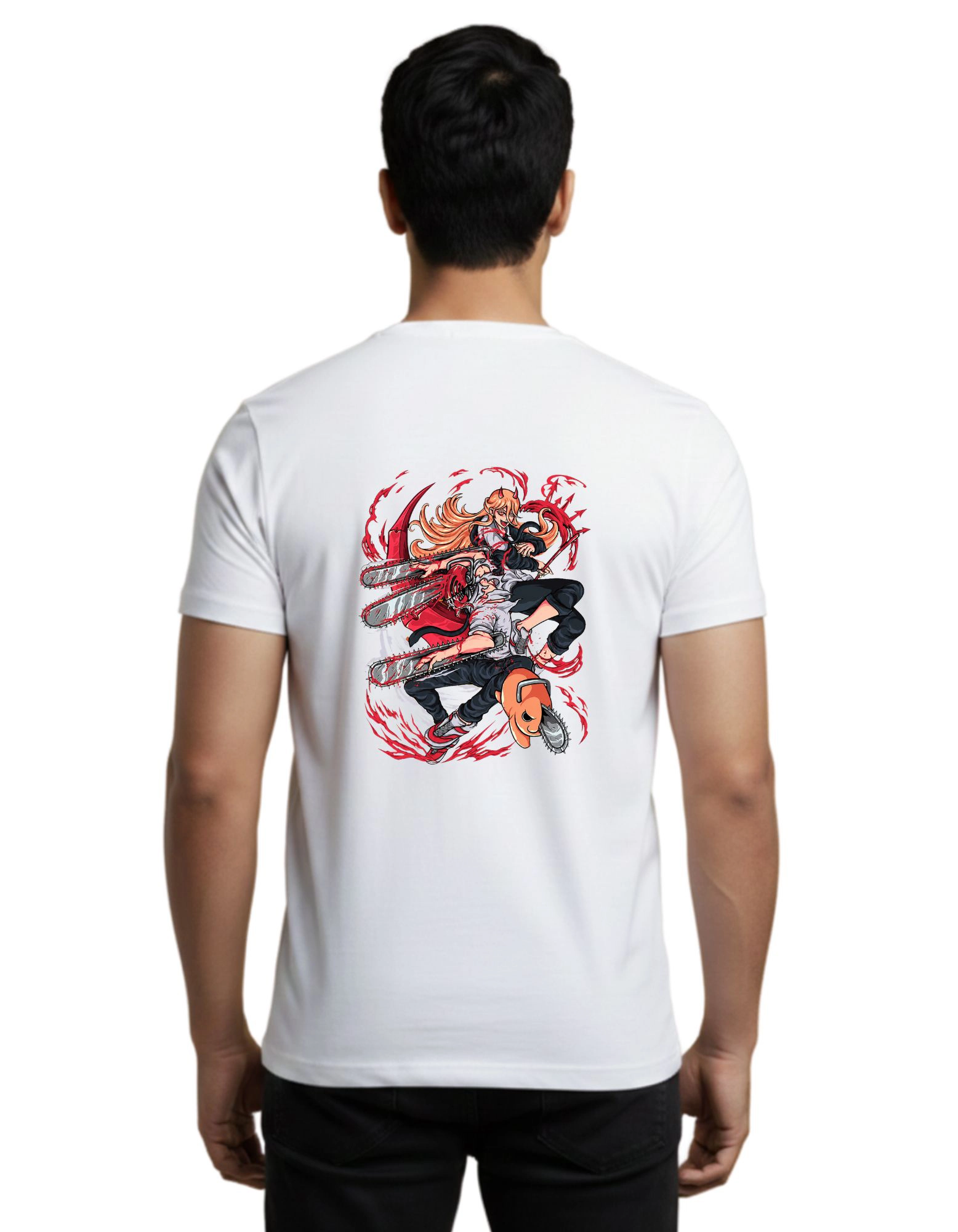 Denji Chain Saw Man Cotton Round Neck T-Shirt 180 GSM White