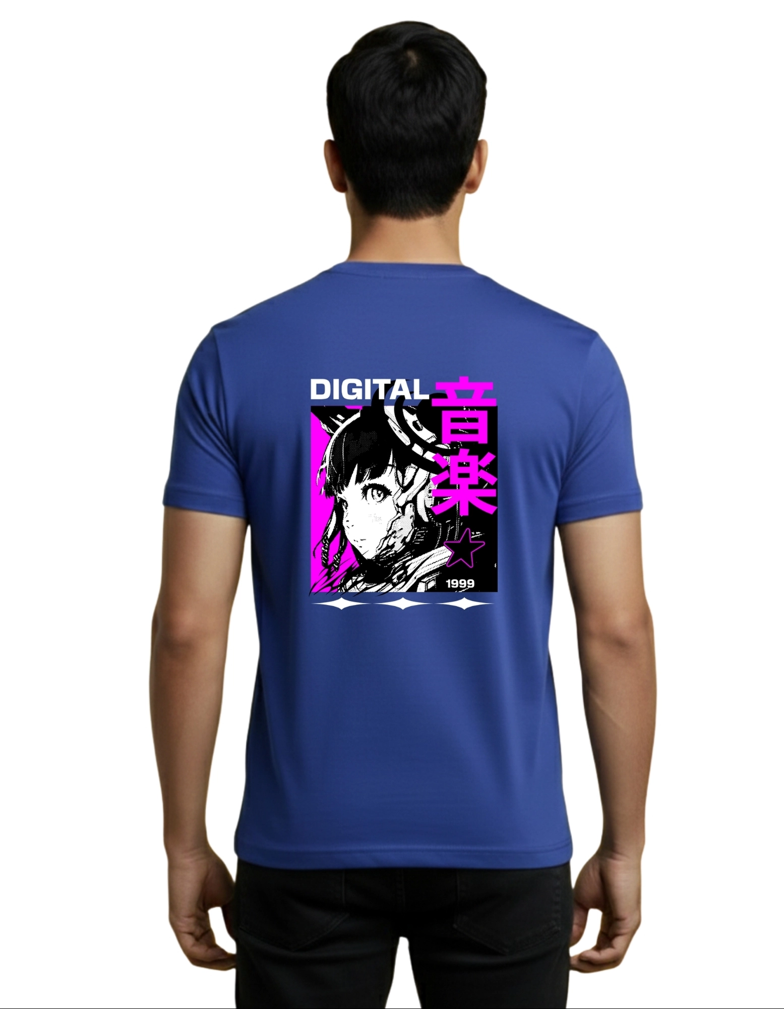 Digital Music Cotton Round Neck T-Shirt 180 GSM Royal Blue