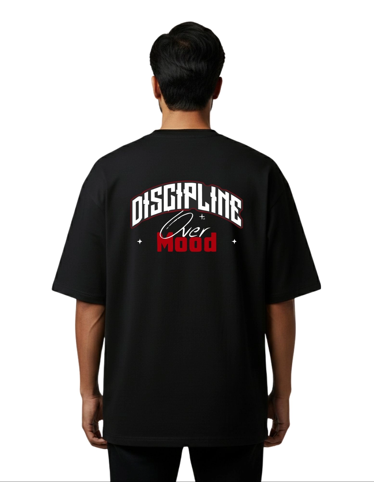 Discipline Over Mood Oversize Cotton French Terry T-Shirt 240 GSM Black