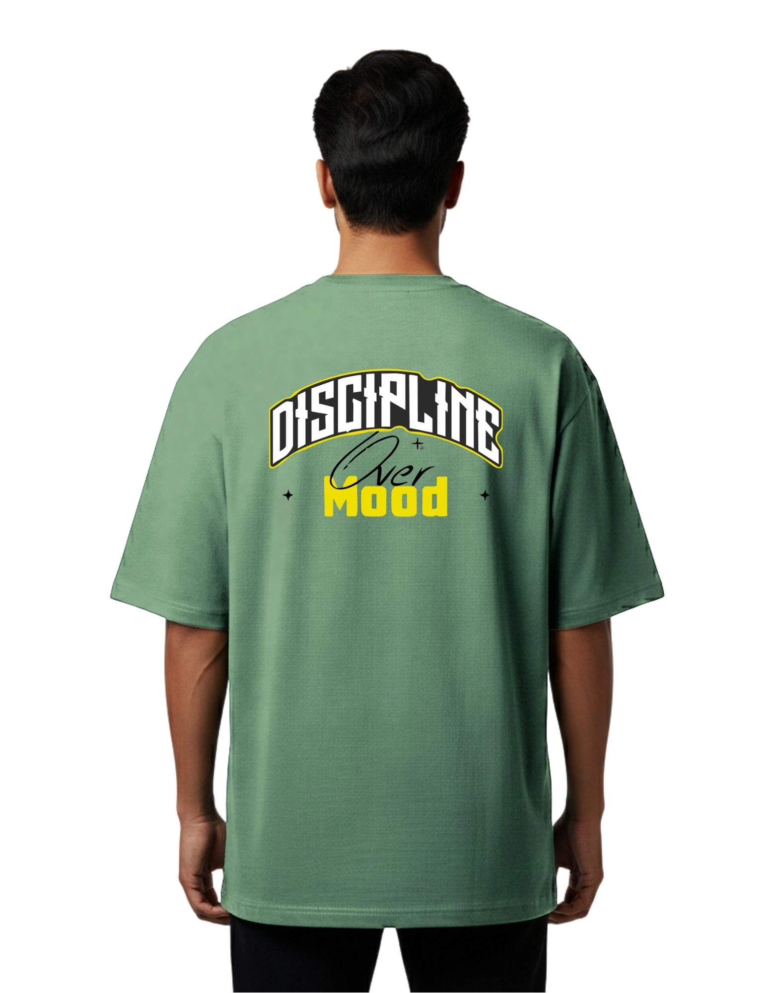 Discipline Over Mood Oversize Cotton French Terry T-Shirt 240 GSM D Green