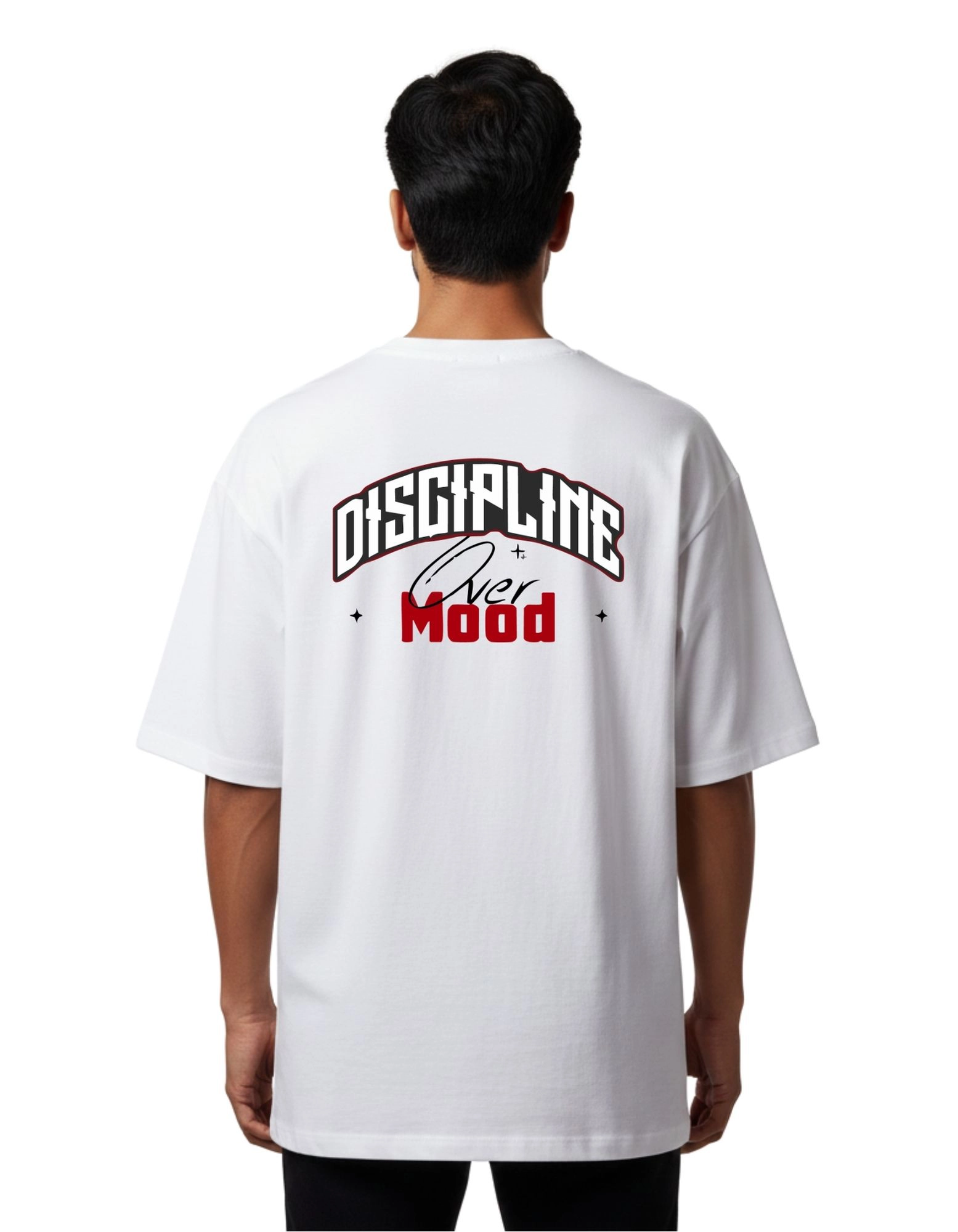 Discipline Over Mood Oversize Cotton French Terry T-Shirt 240 GSM White