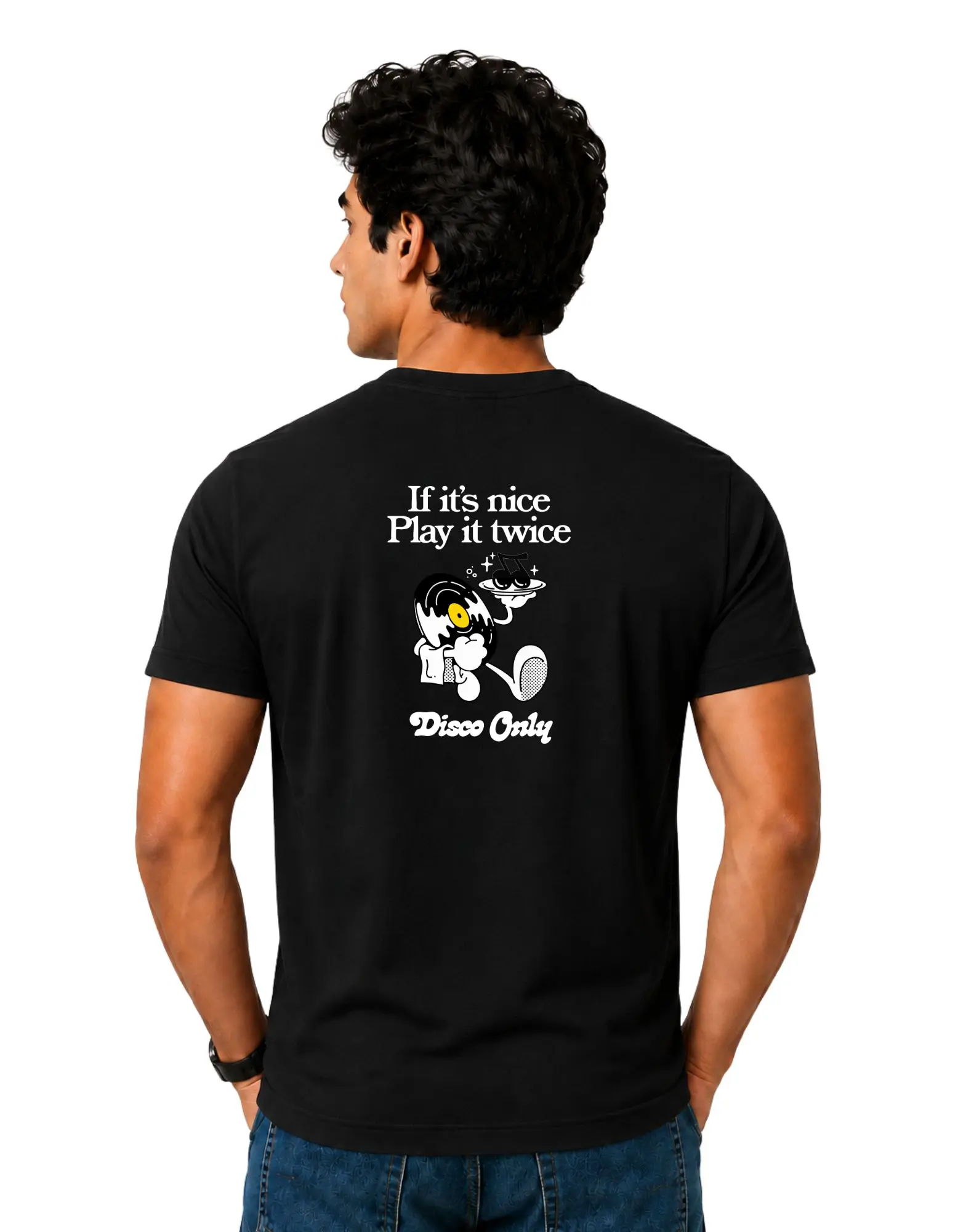 Disco Only Cotton Round Neck T-Shirt 180 GSM Black