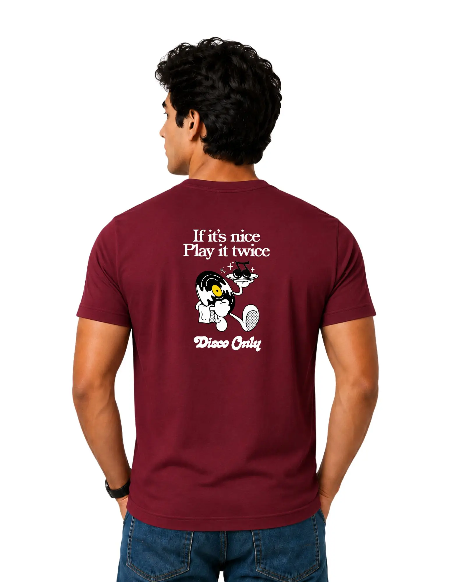 Disco Only Cotton Round Neck T-Shirt 180 GSM Maroon