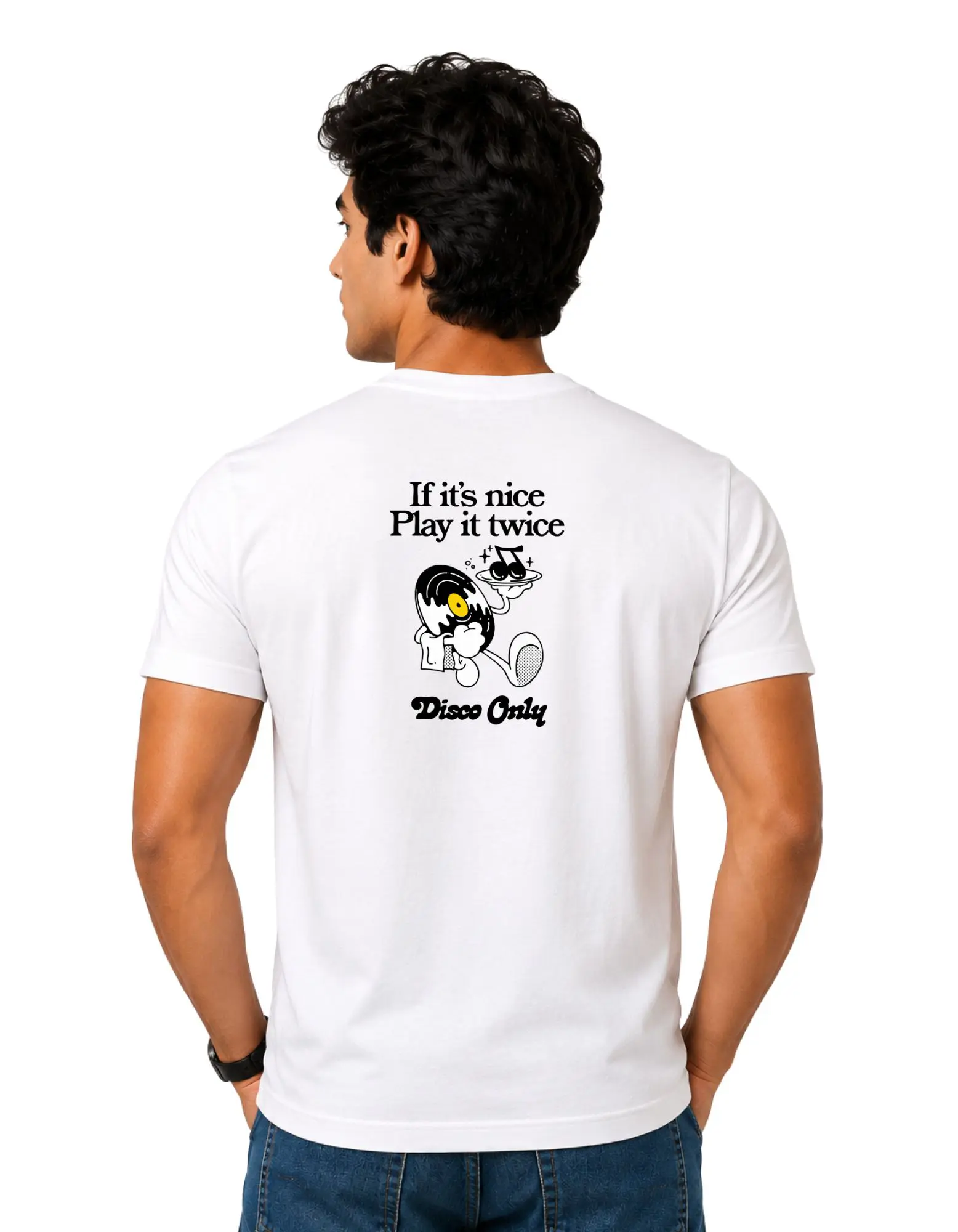 Disco Only Cotton Round Neck T-Shirt 180 GSM White
