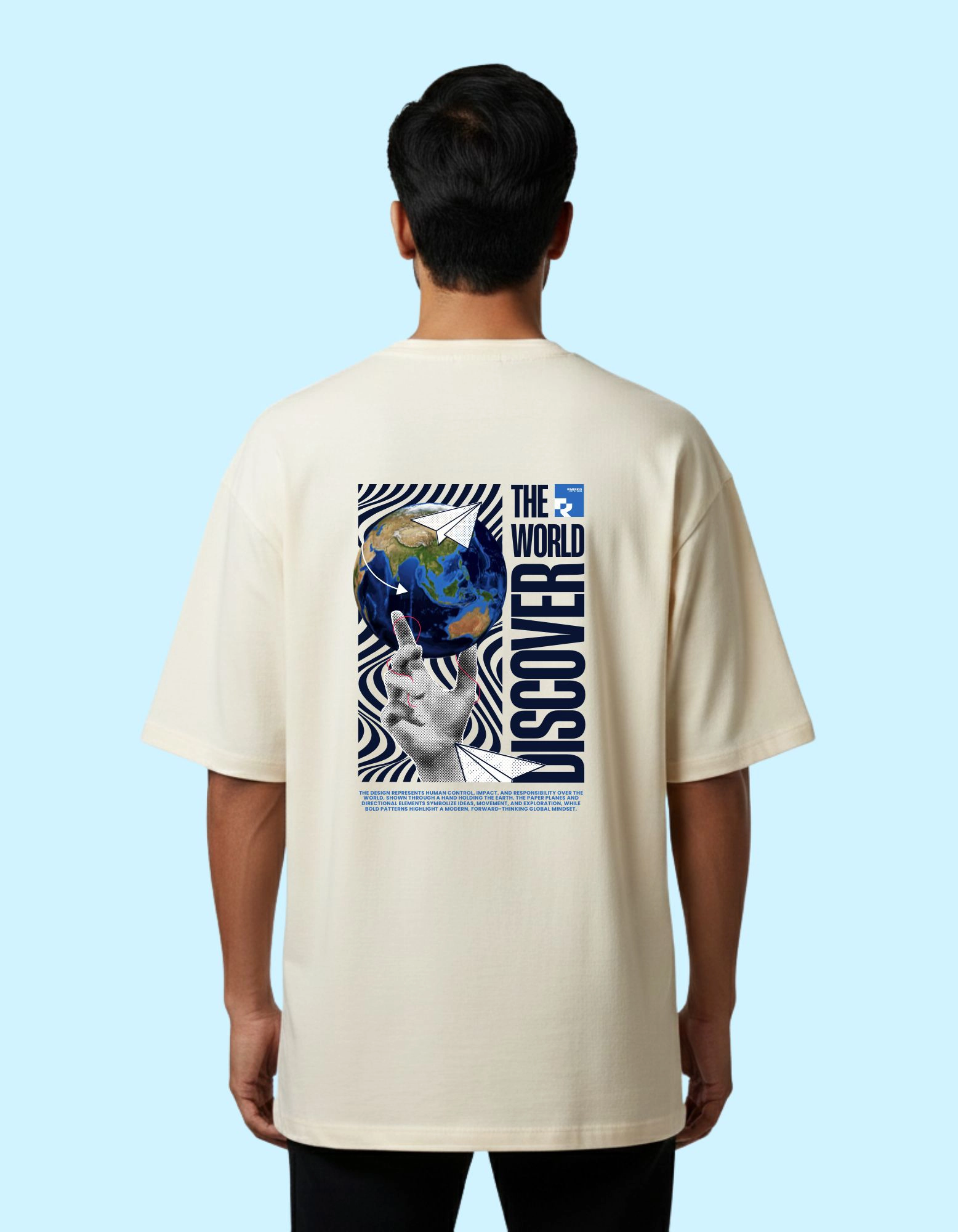 Discover World Oversized French Terry Cotton T-Shirt 240 GSM Beige