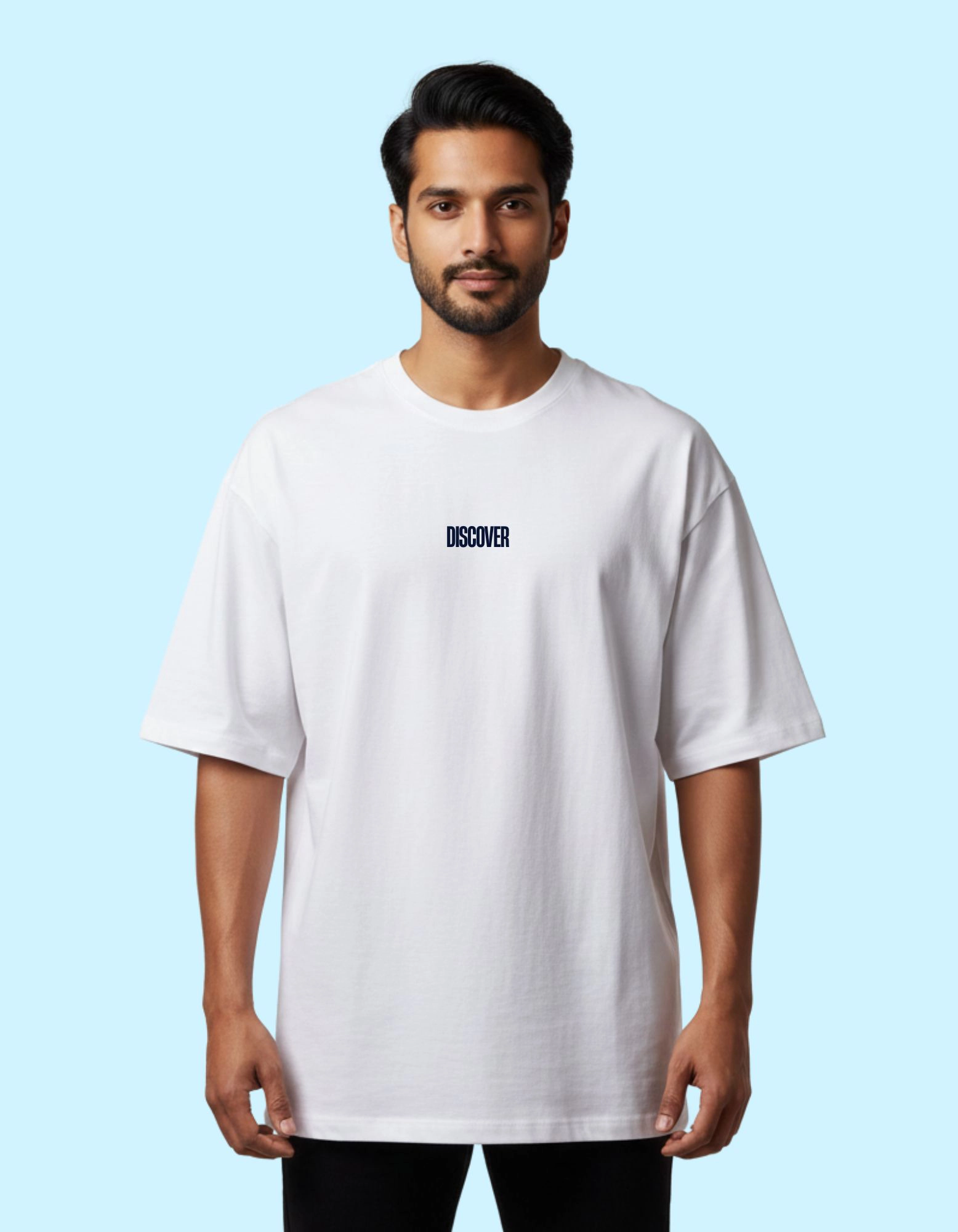 Discover World Oversized French Terry Cotton T-Shirt 240 GSM White