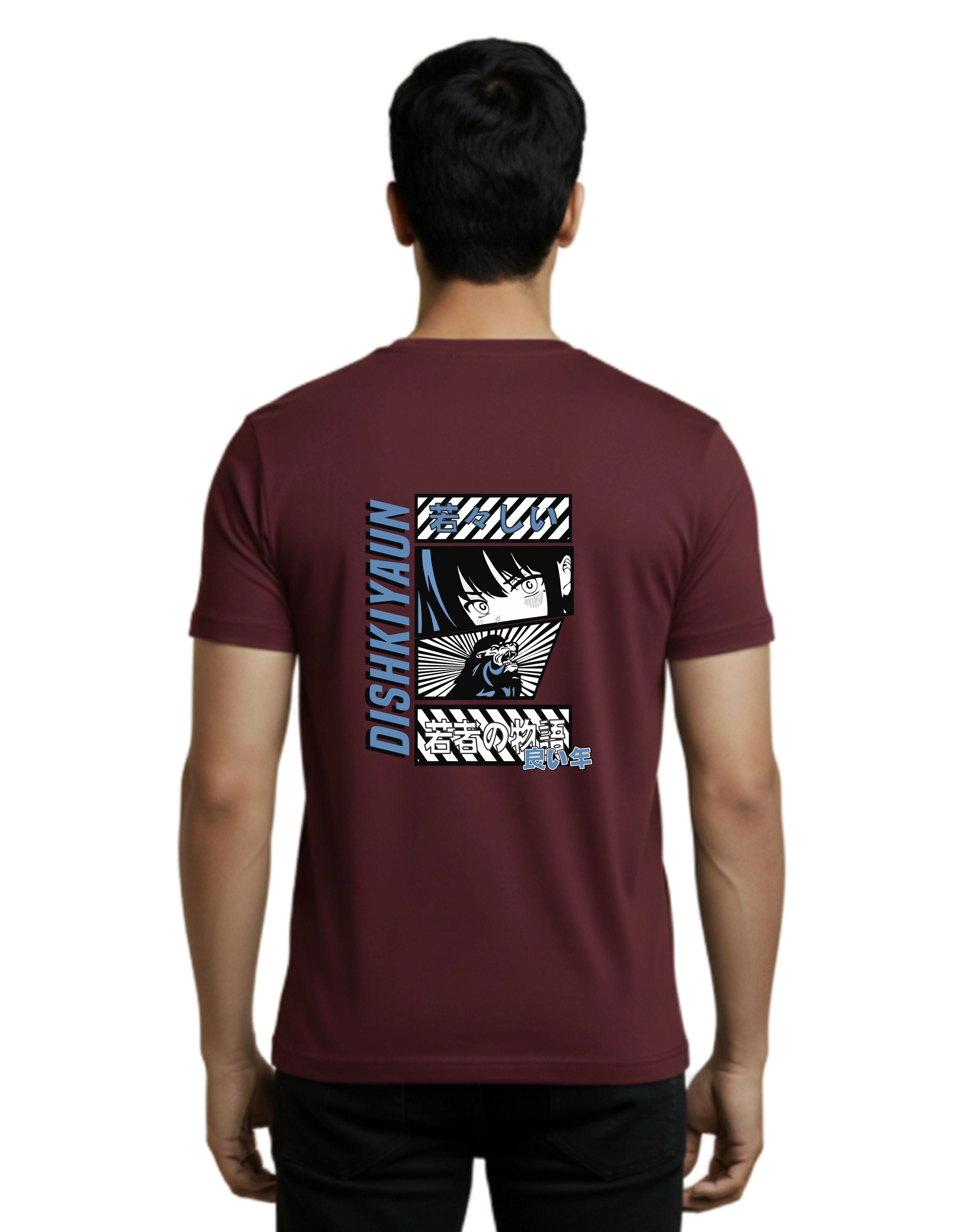 Dishkiyaun Anime Graphic Cotton Round Neck T-Shirt 180 GSM Maroon