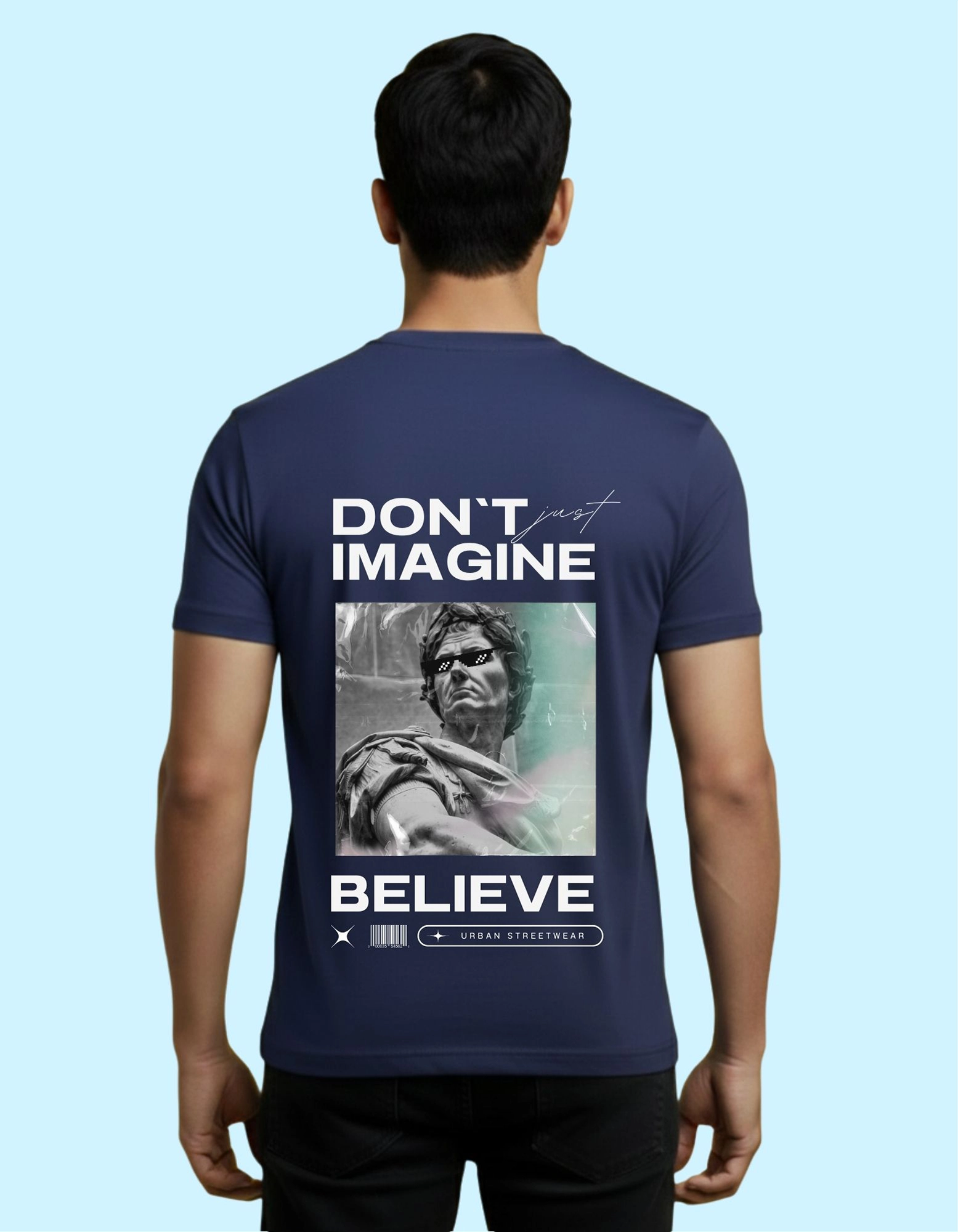 Don’t Just Imagine Believe Graphic Round Neck T-Shirt 180 GSM Navy Blue
