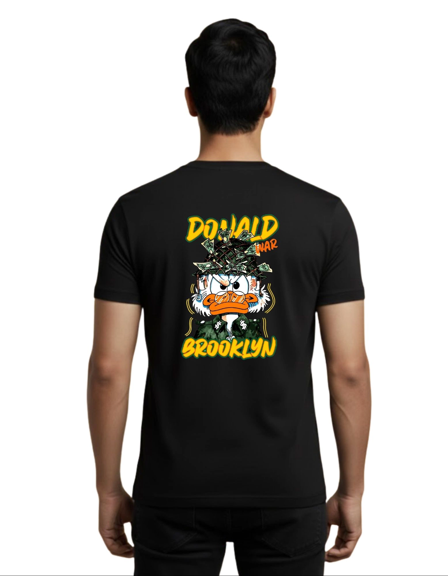 Donald Brooklyn Street Graphic Cotton Round Neck T-Shirt 180 GSM Black