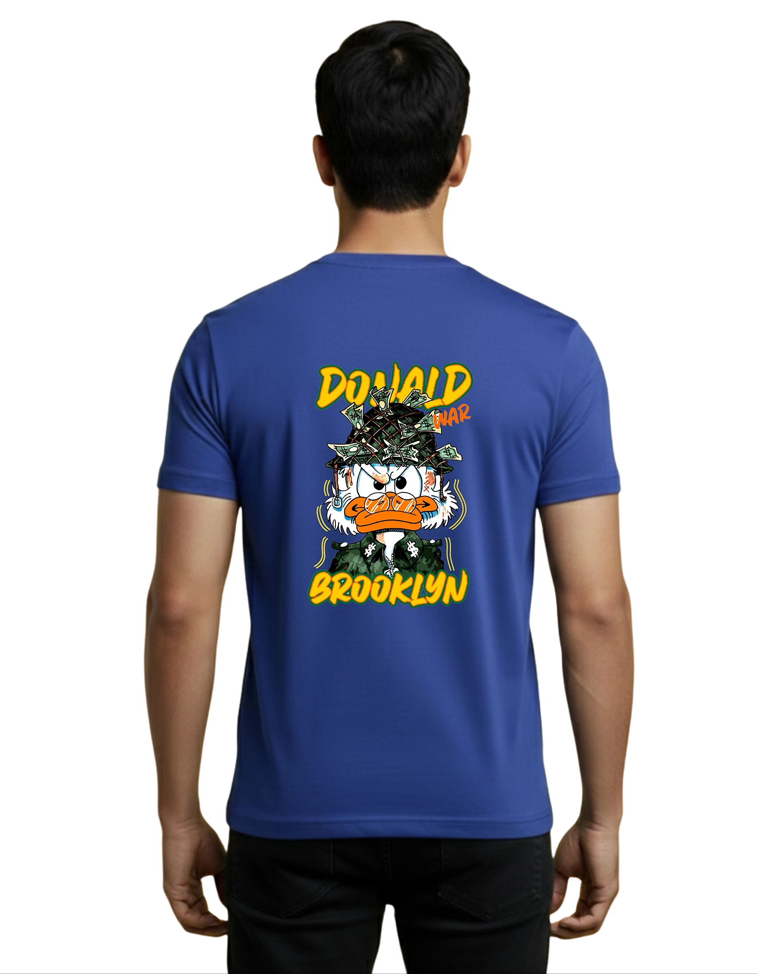 Donald Brooklyn Street Graphic Cotton Round Neck T-Shirt 180 GSM Royal Blue