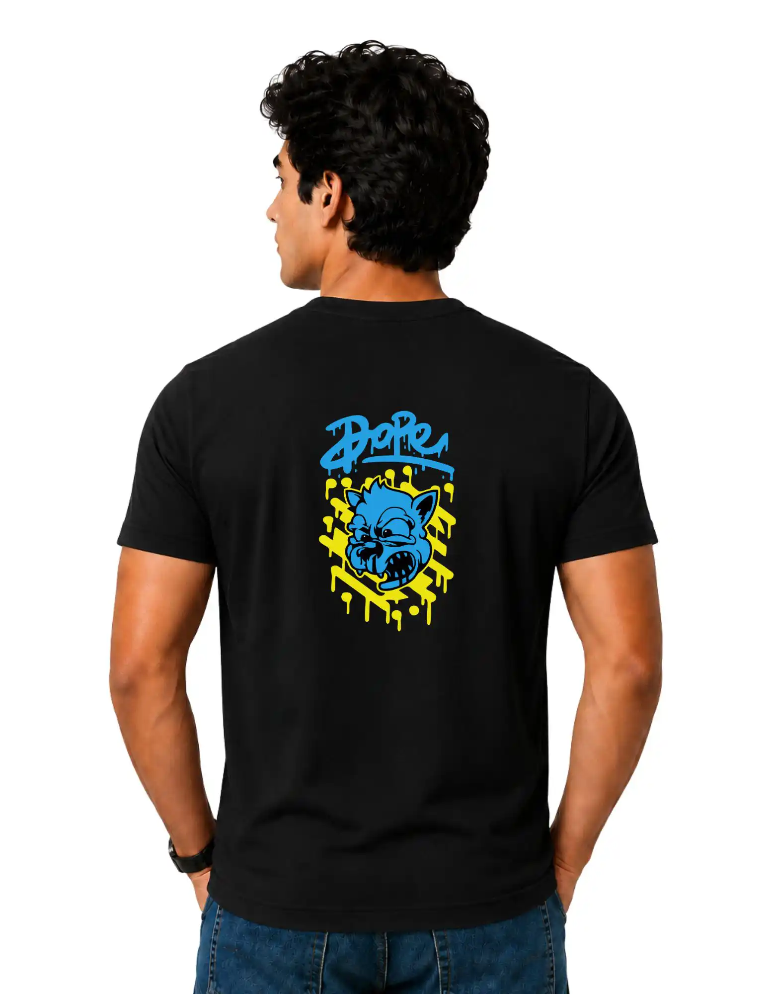 Dope Bulldog Cotton Round Neck T-Shirt 180 GSM Black