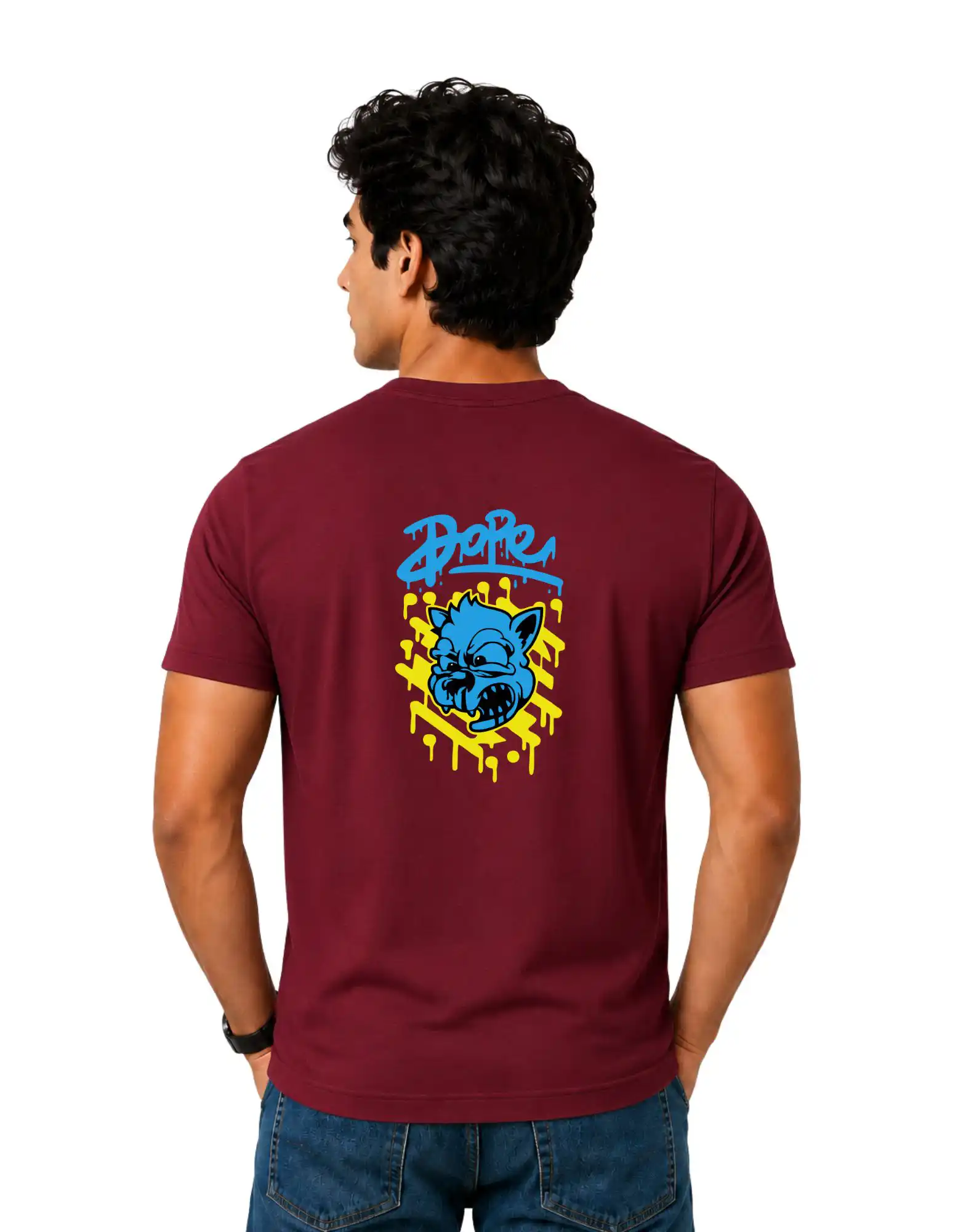 Dope Bulldog Cotton Round Neck T-Shirt 180 GSM Maroon