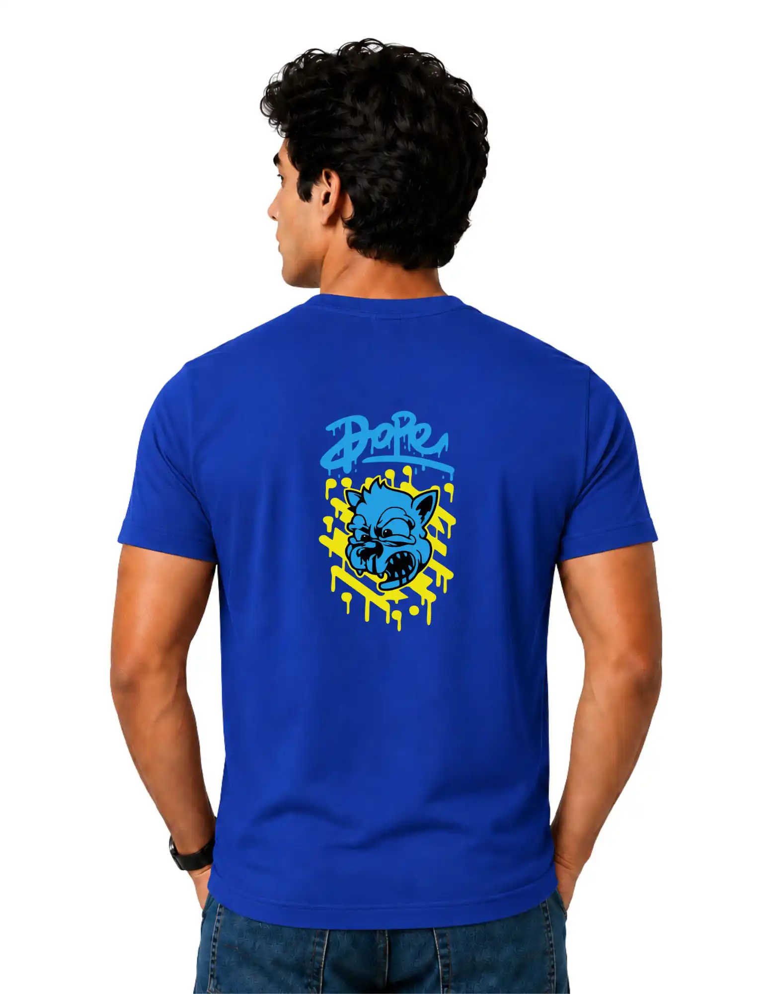 Dope Bulldog Cotton Round Neck T-Shirt 180 GSM Royal Blue