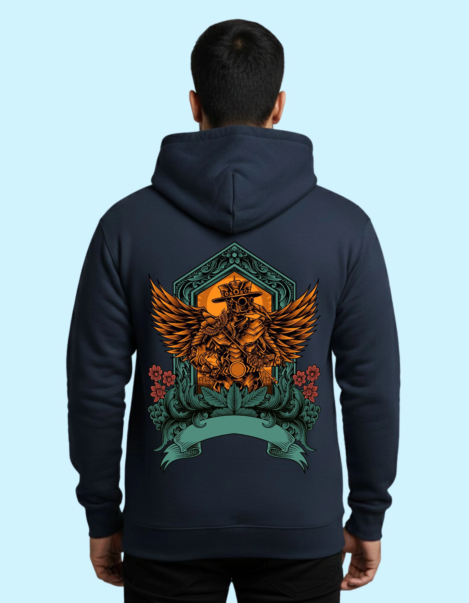 Dr. Plague Cotton Hoodie 300 GSM Without Zipper Navy Blue