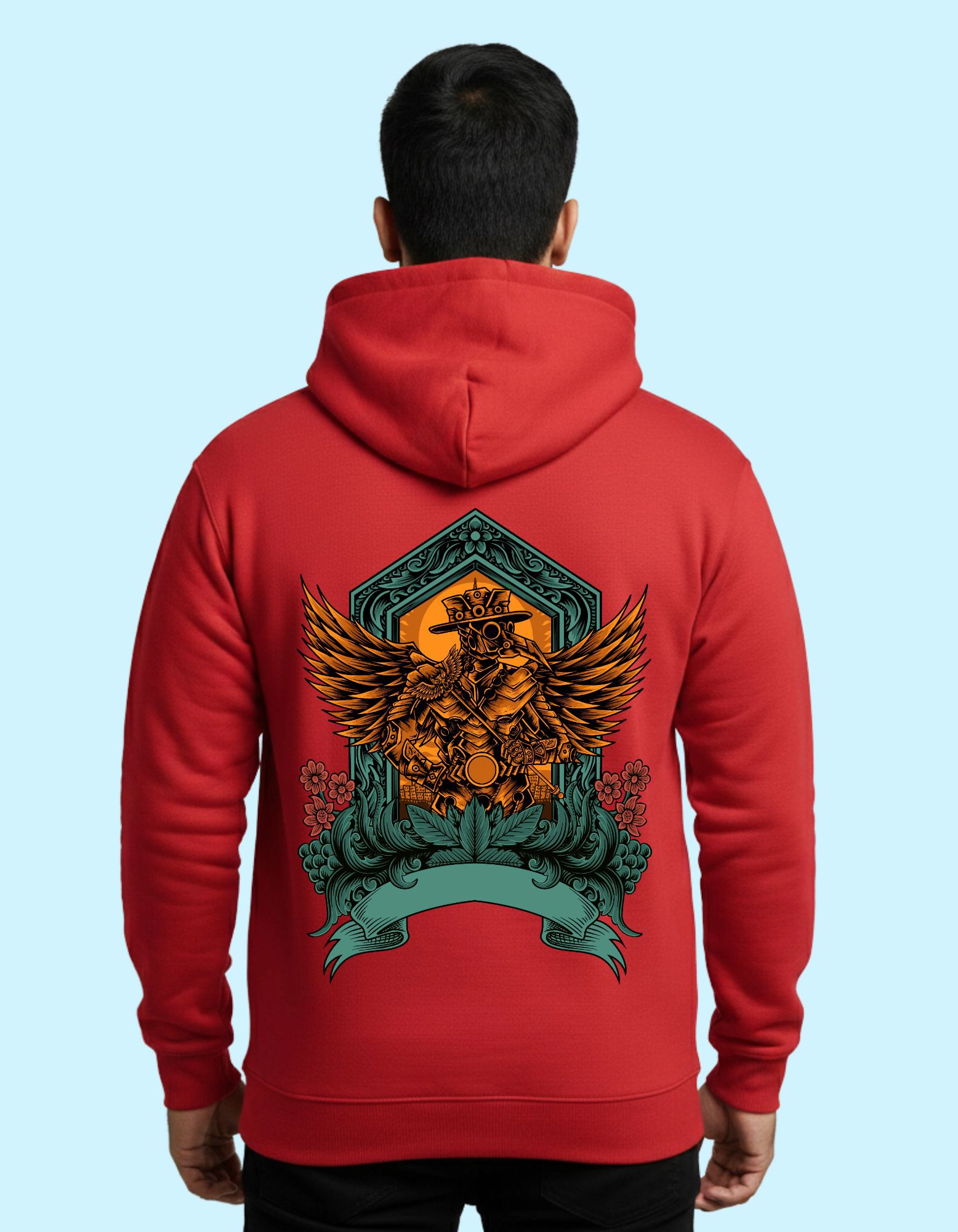 Dr. Plague Cotton Hoodie 300 GSM Without Zipper Red