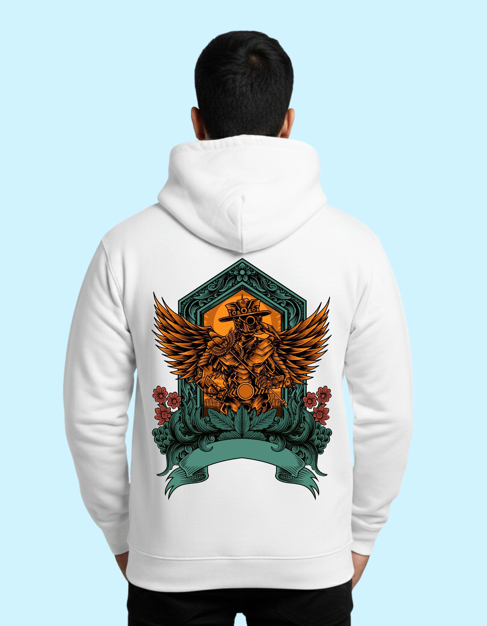 Dr. Plague Cotton Hoodie 300 GSM Without Zipper White