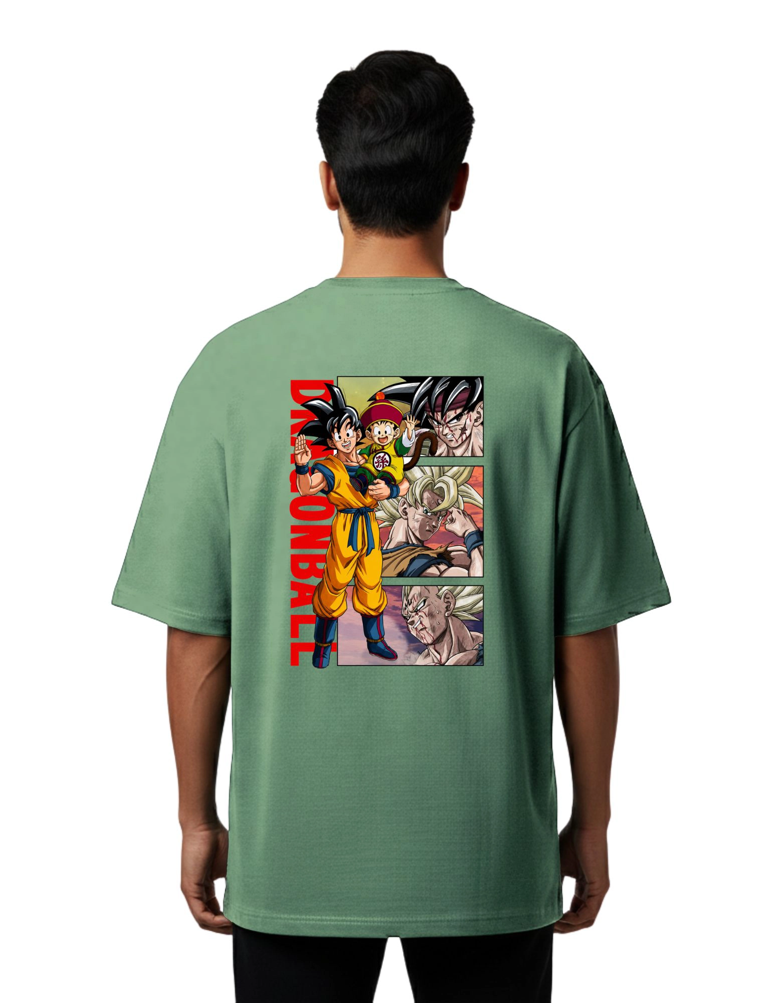 Dragon Ball Saiyan Legacy Oversized Cotton French Terry T-Shirt 240 GSM D Green