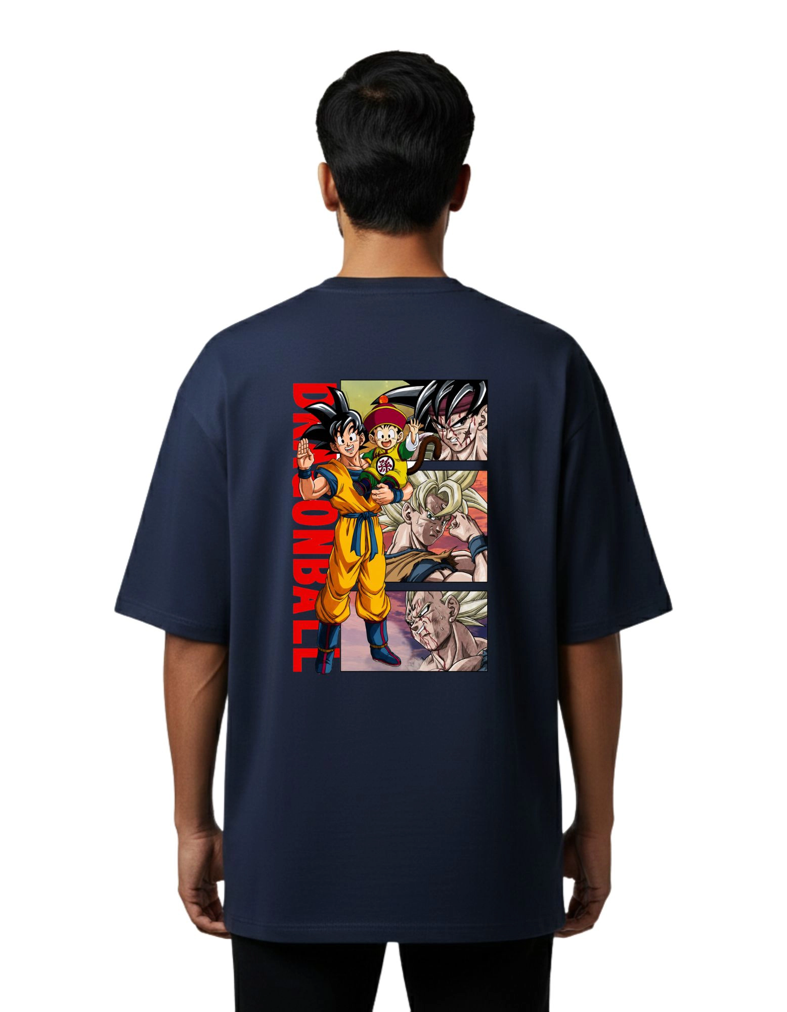 Dragon Ball Saiyan Legacy Oversized Cotton French Terry T-Shirt 240 GSM Navy Blue