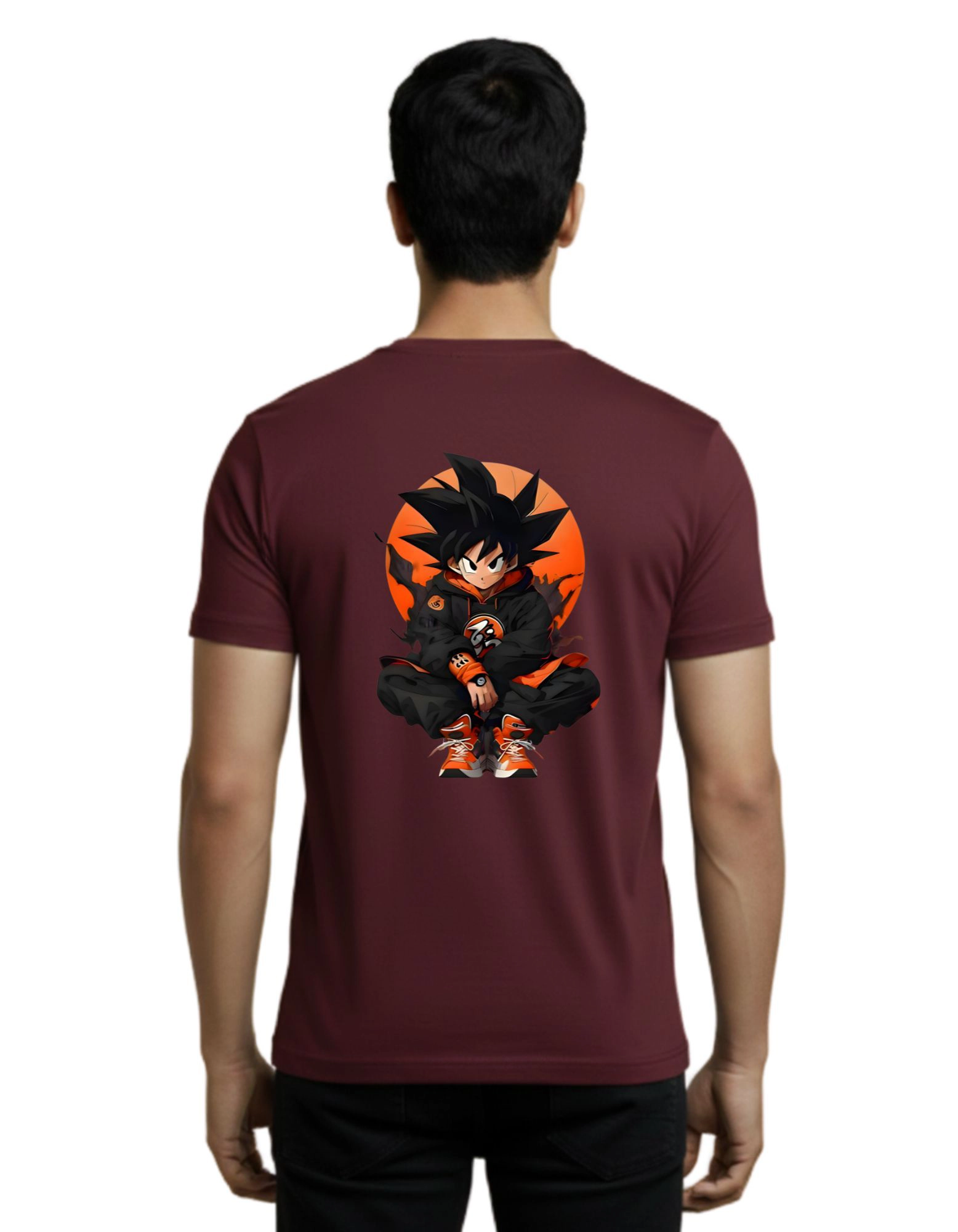 Dragon Ball Z Anime Graphic Round Neck 180 GSM T-Shirt Maroon