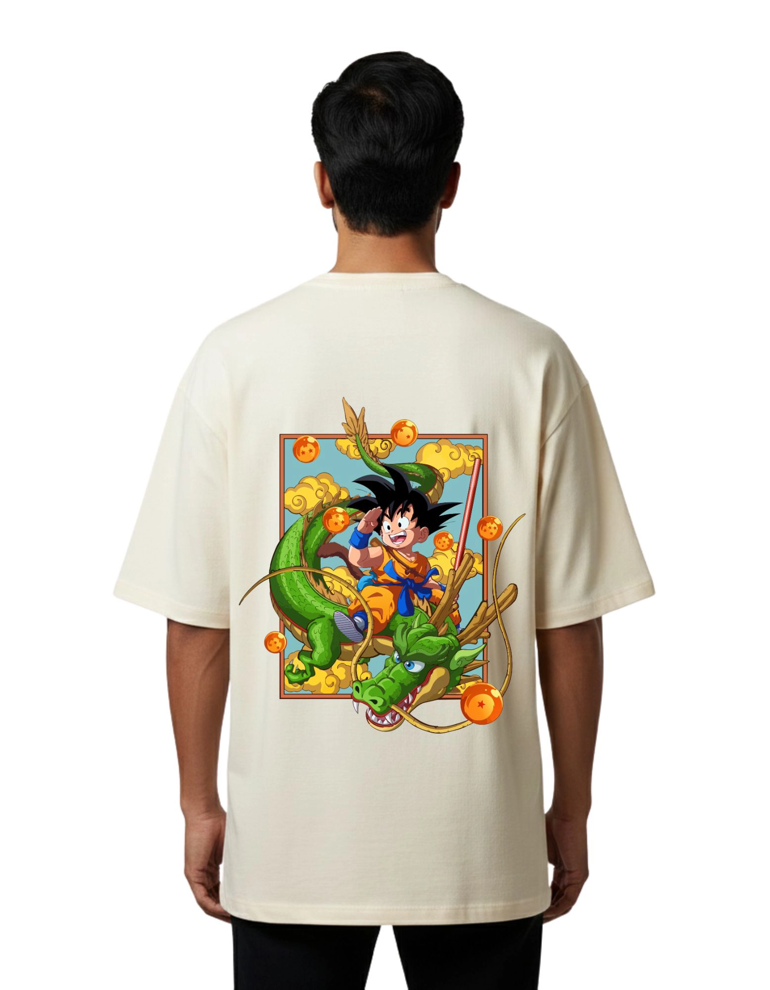 Dragon Ball Z Oversized Cotton French Terry T-Shirt 240 GSM Beige