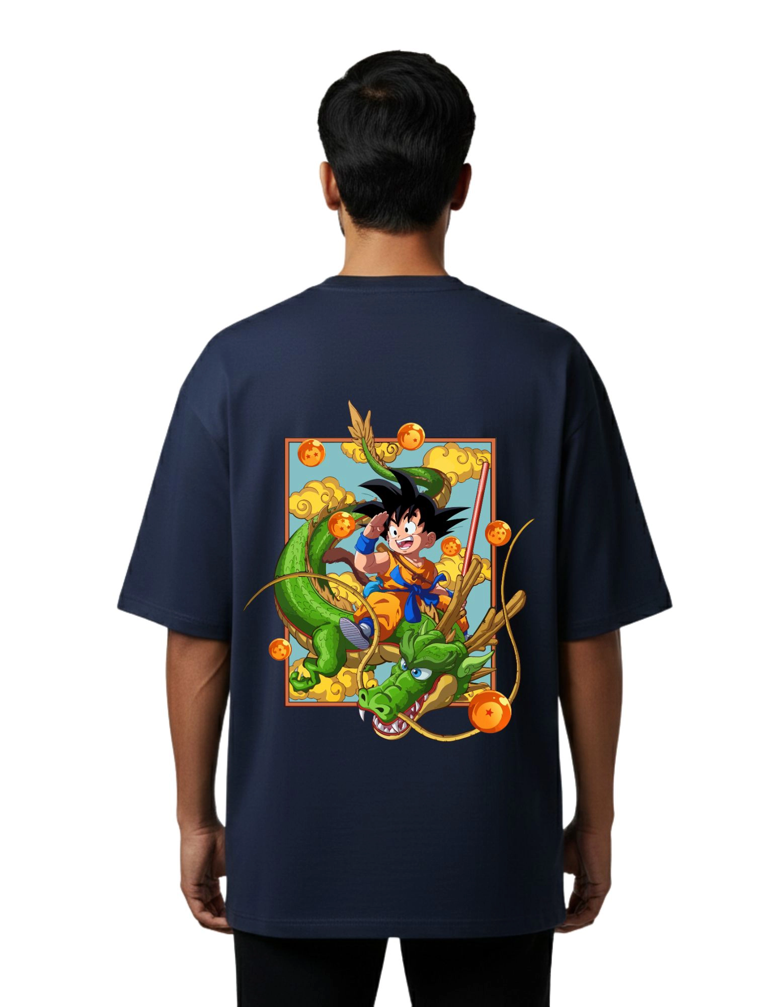 Dragon Ball Z Oversized Cotton French Terry T-Shirt 240 GSM Navy Blue