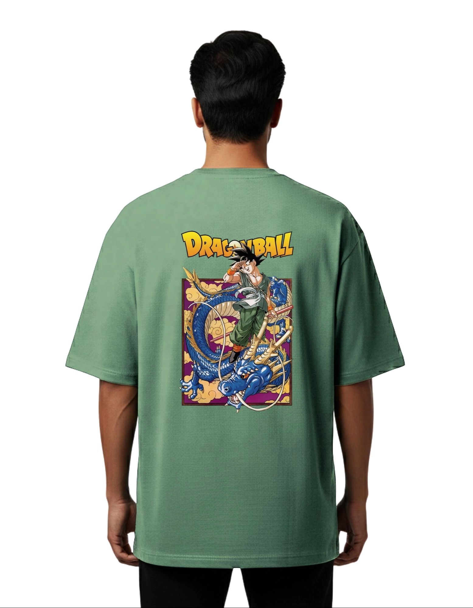 Dragon Ball Z Saiyan Warrior Oversize Cotton French Terry T-Shirt 240 GSM D Green