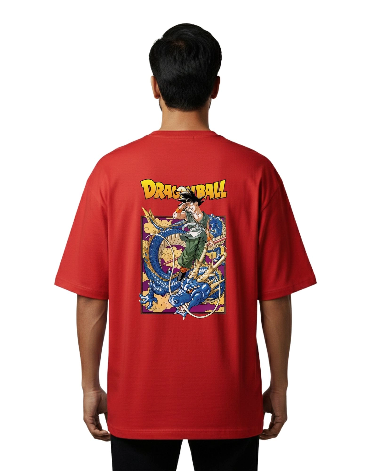 Dragon Ball Z Saiyan Warrior Oversize Cotton French Terry T-Shirt 240 GSM Red