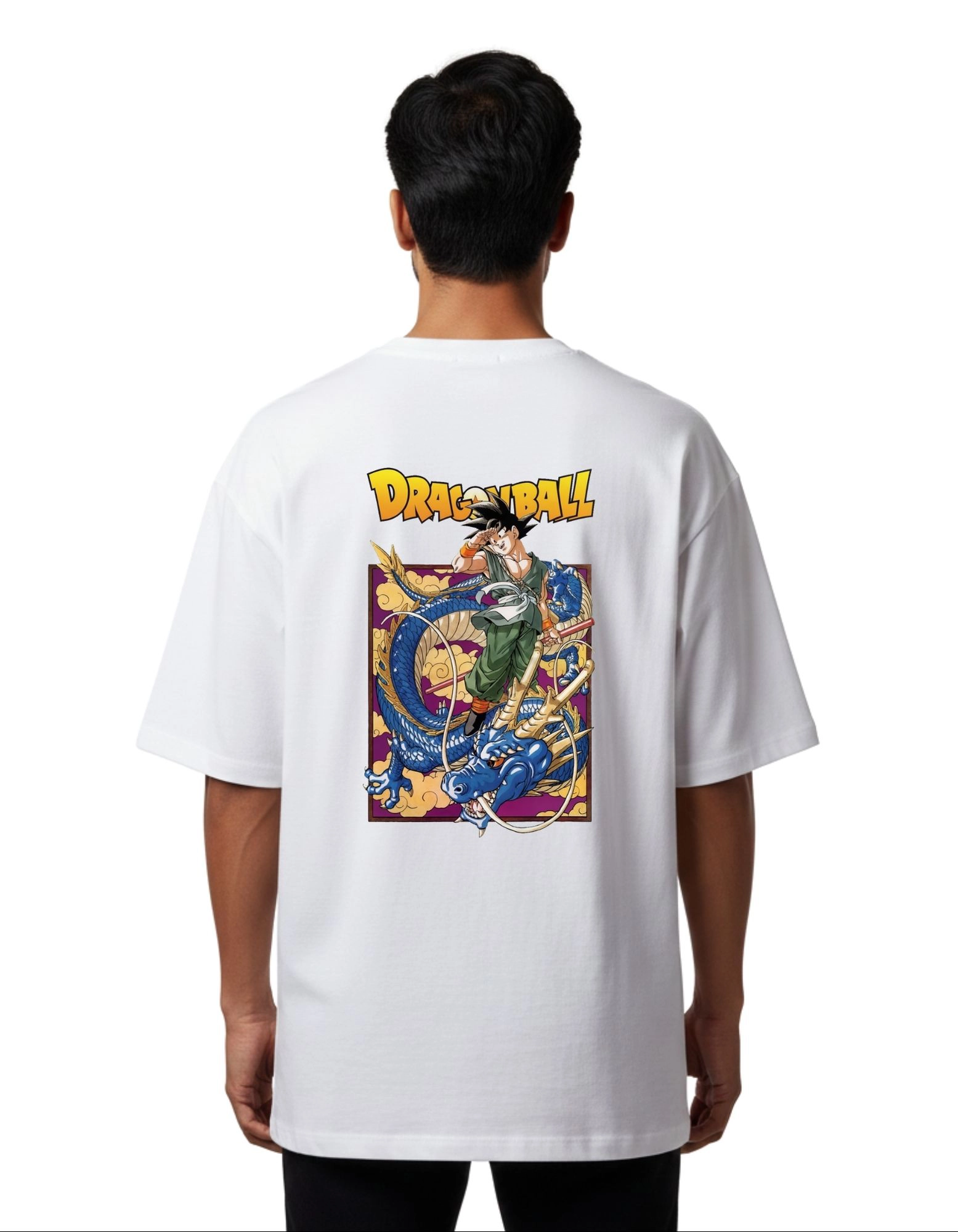 Dragon Ball Z Saiyan Warrior Oversize Cotton French Terry T-Shirt 240 GSM White