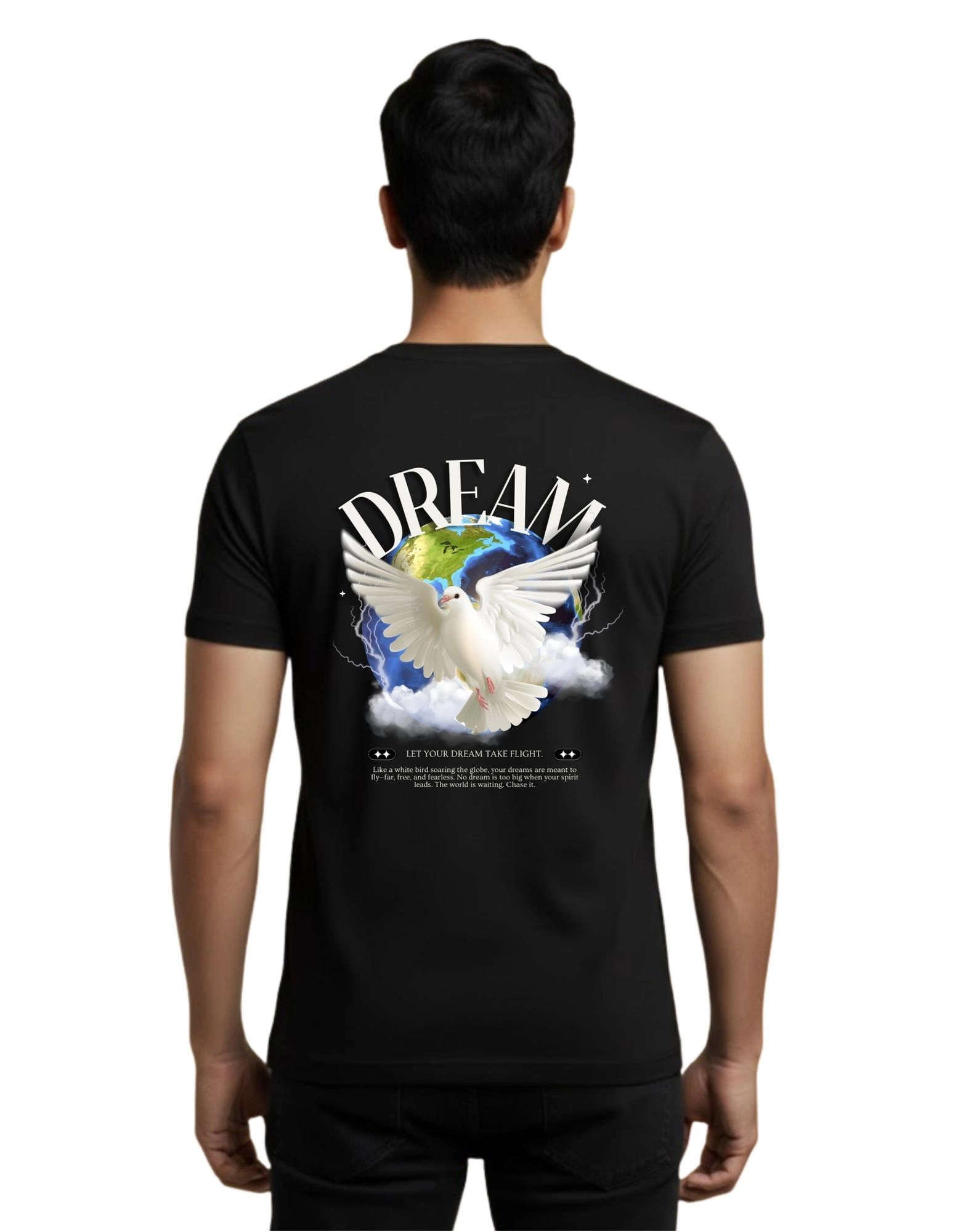 Dream Take Flight Round Neck T-Shirt 180 GSM Half Sleeve Black
