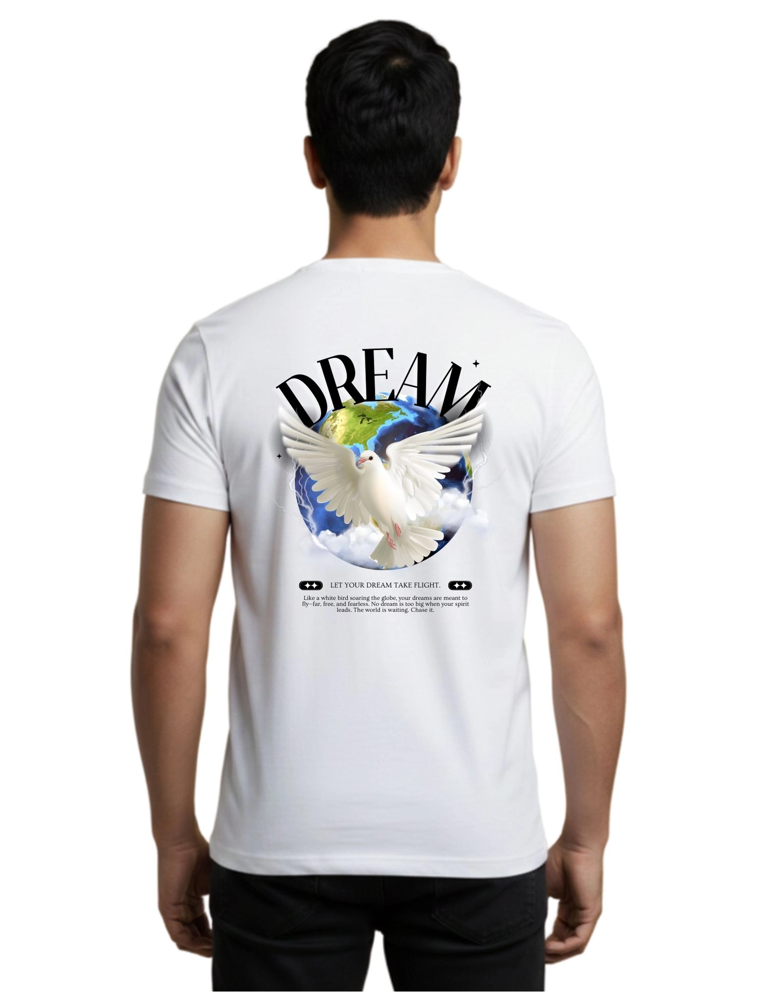Dream Take Flight Round Neck T-Shirt 180 GSM Half Sleeve White