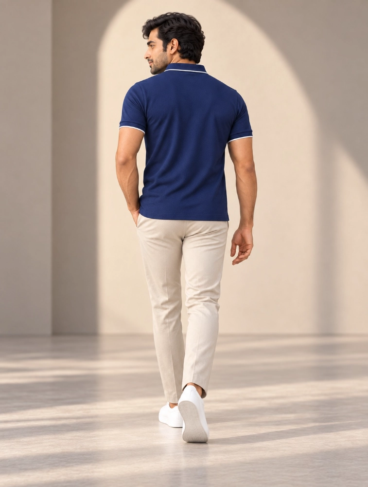 Navy Blue Dri Fit Mars Polo 200 GSM with White Tipping