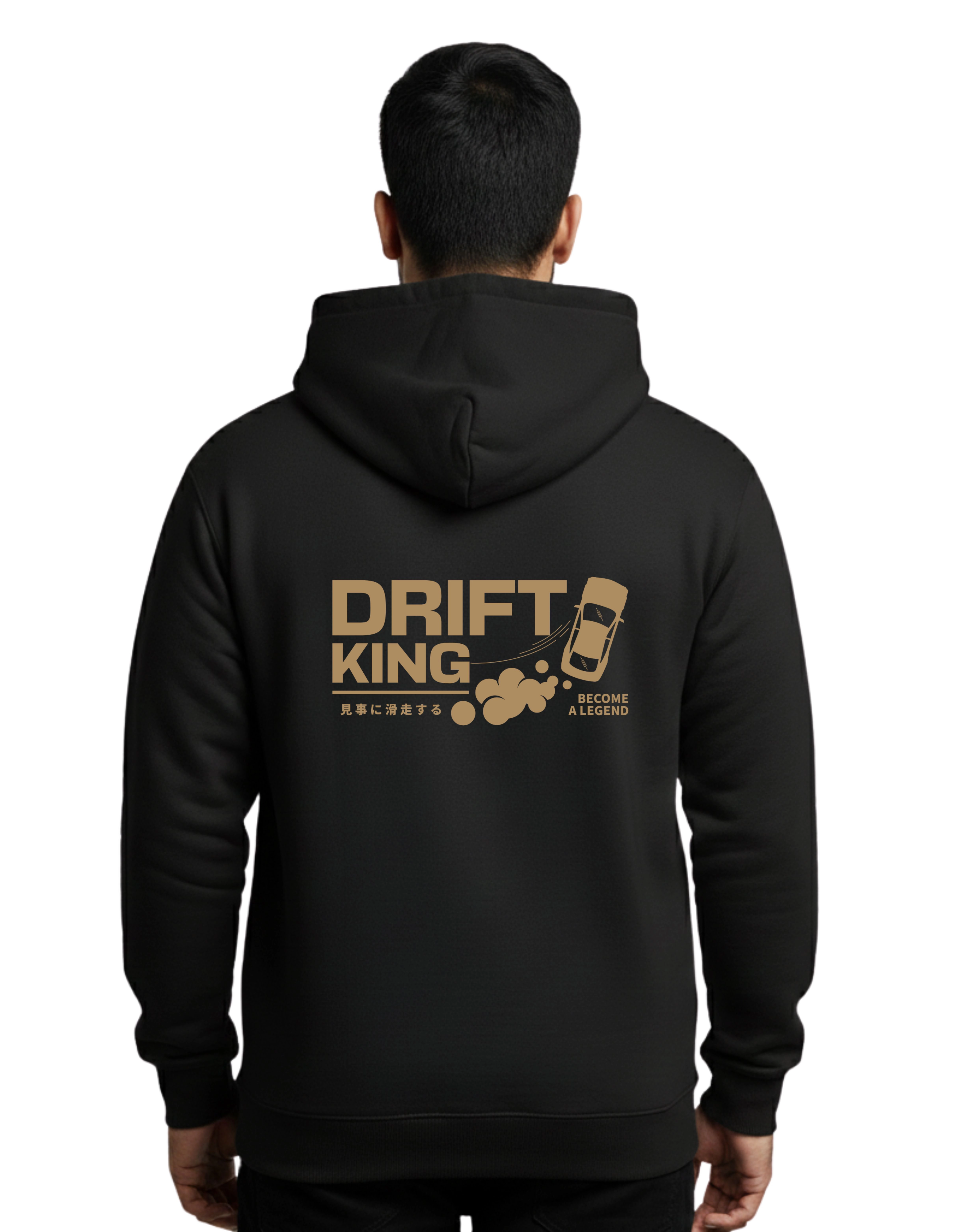 Drift King Cotton Hoodie Without Zipper 300 GSM Black