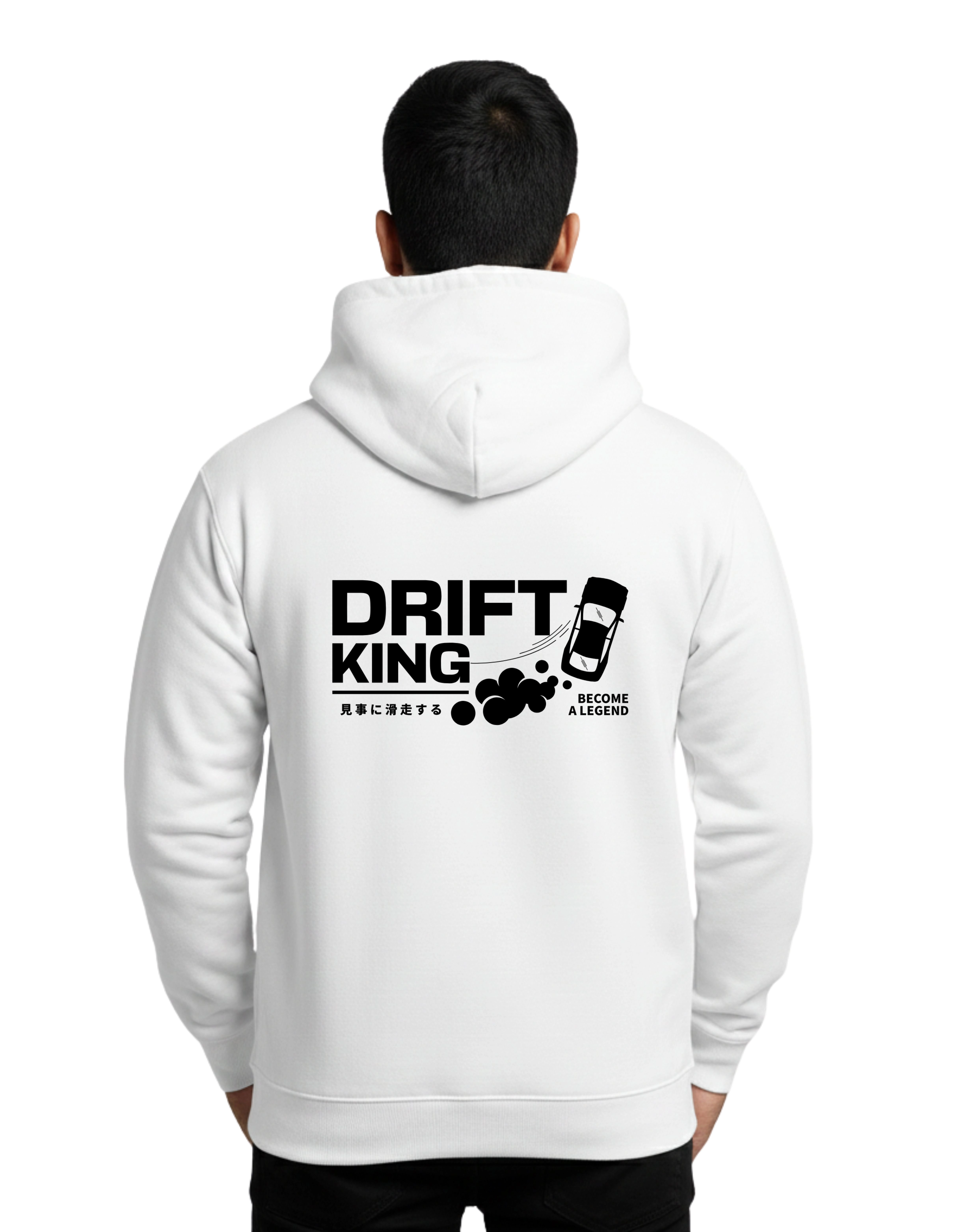 Drift King Cotton Hoodie Without Zipper 300 GSM White